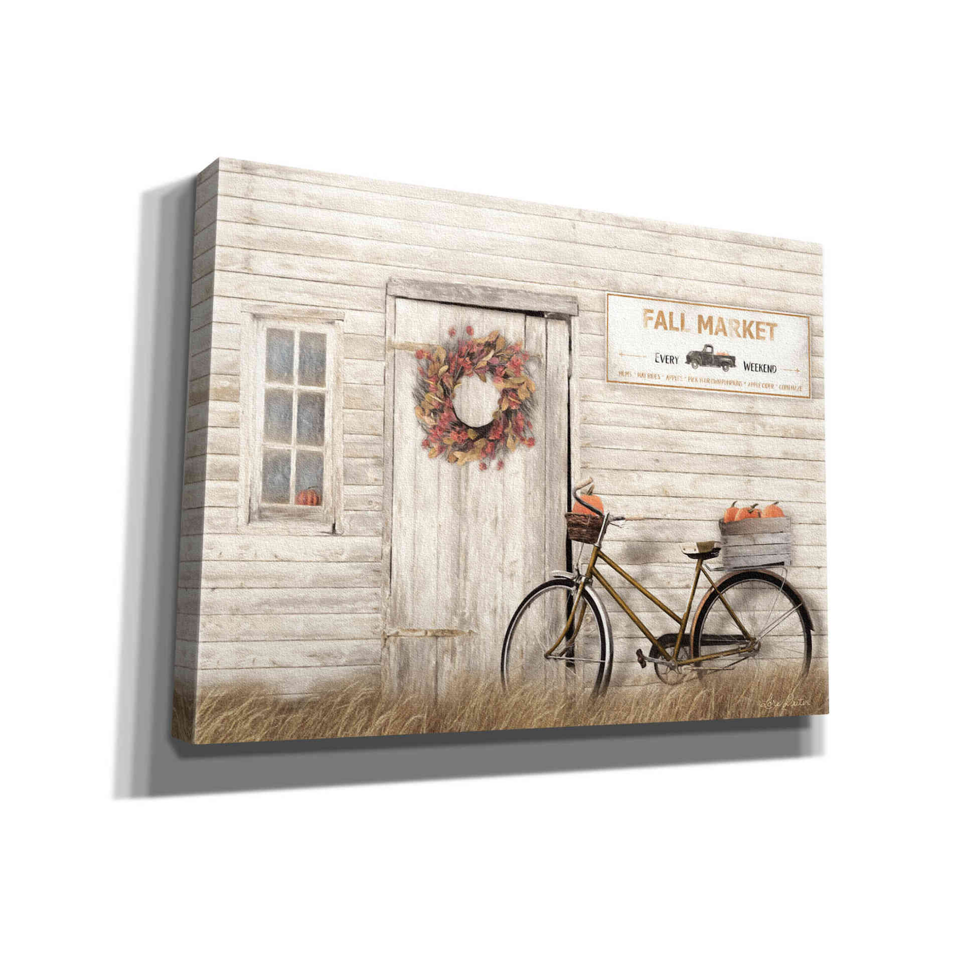 'Pumpkin Bicycle' by Lori Deiter, Canvas Wall Art