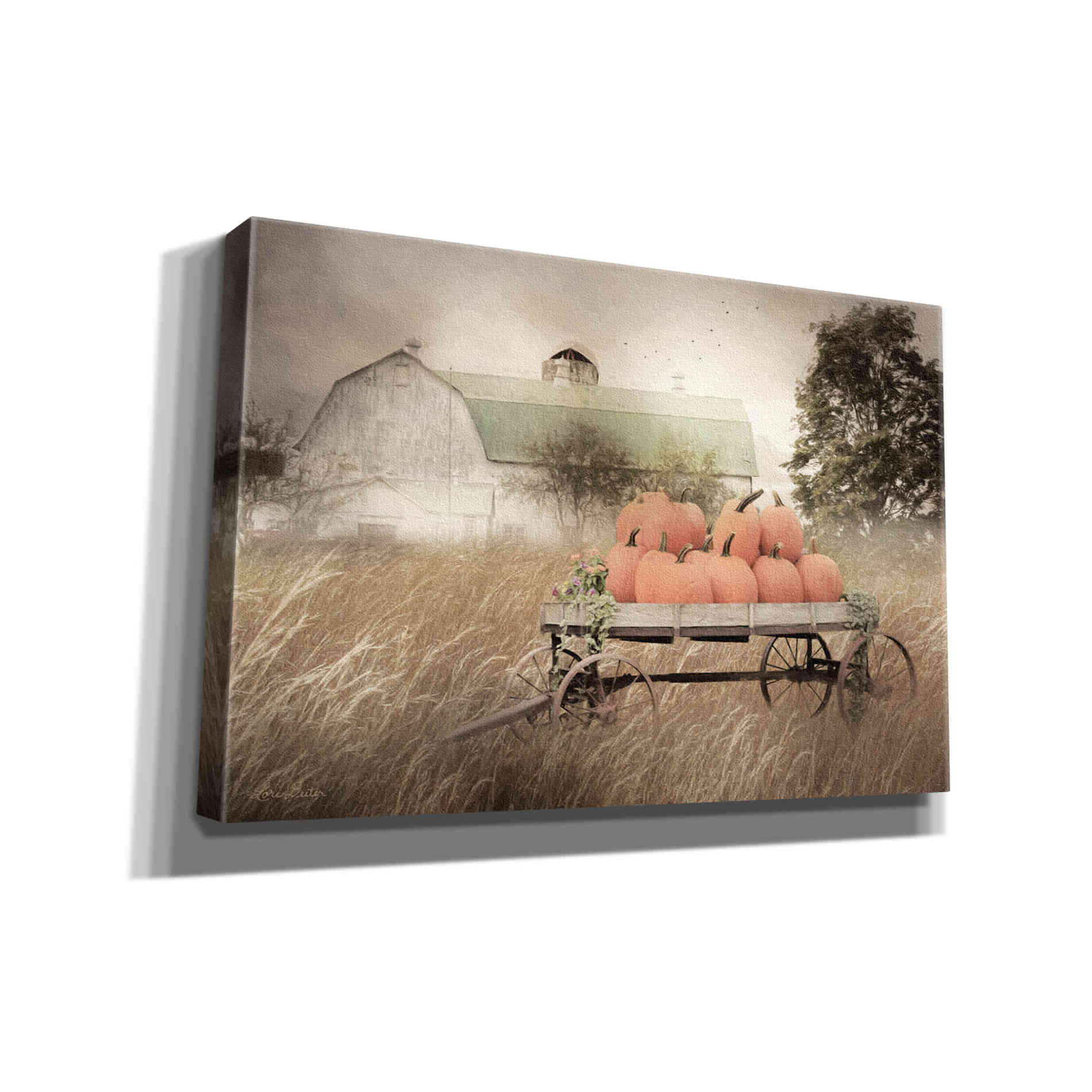 'Pumpkin Harvest Barn' by Lori Deiter, Canvas Wall Art