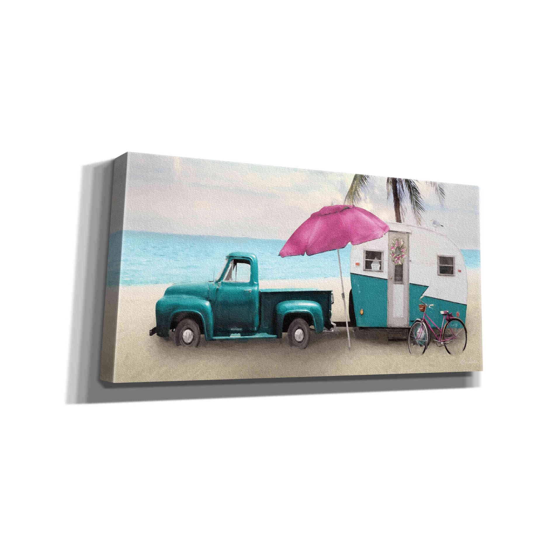 'Beach Camping with Bike' by Lori Deiter, Canvas Wall Art