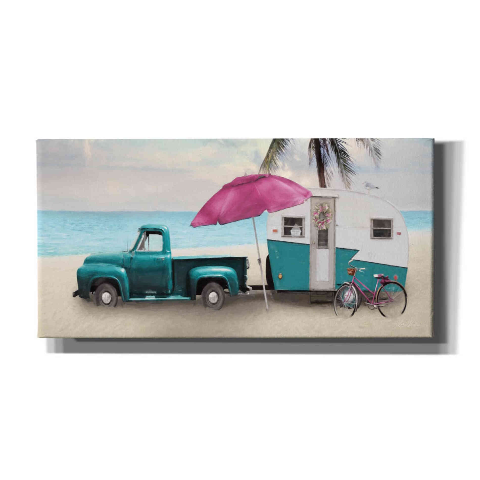 'Beach Camping with Bike' by Lori Deiter, Canvas Wall Art