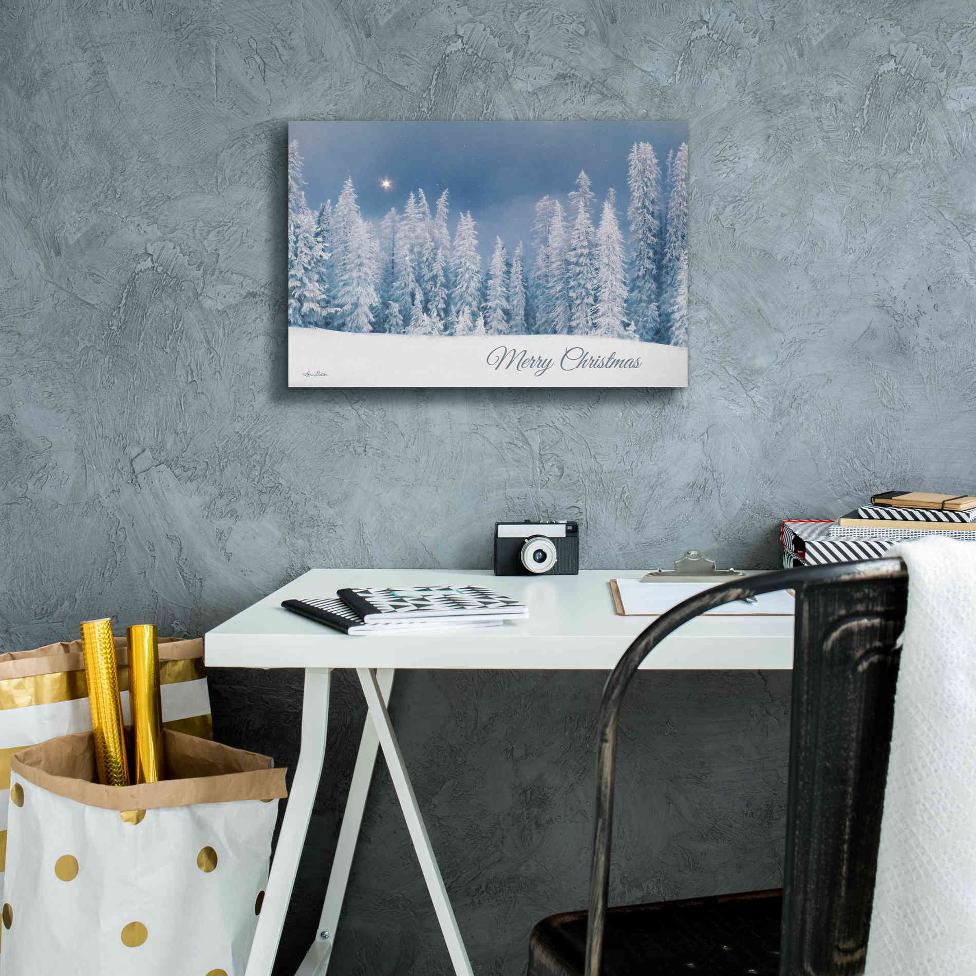 'Lava Mountain Merry Christmas' by Lori Deiter, Canvas Wall Art,18 x 12