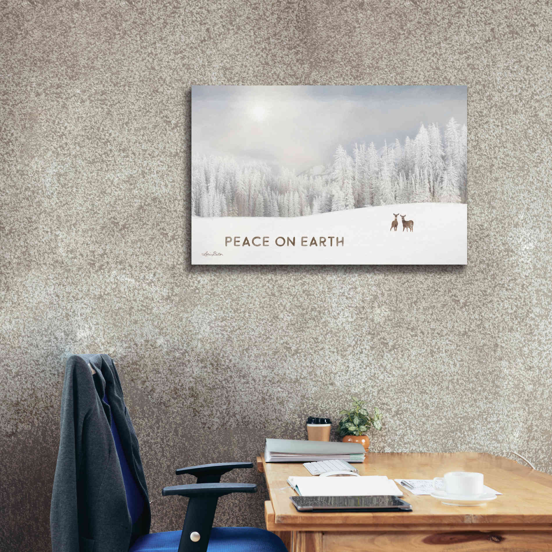 'Lava Mountain Snow Storm with Deer' by Lori Deiter, Canvas Wall Art,40 x 26