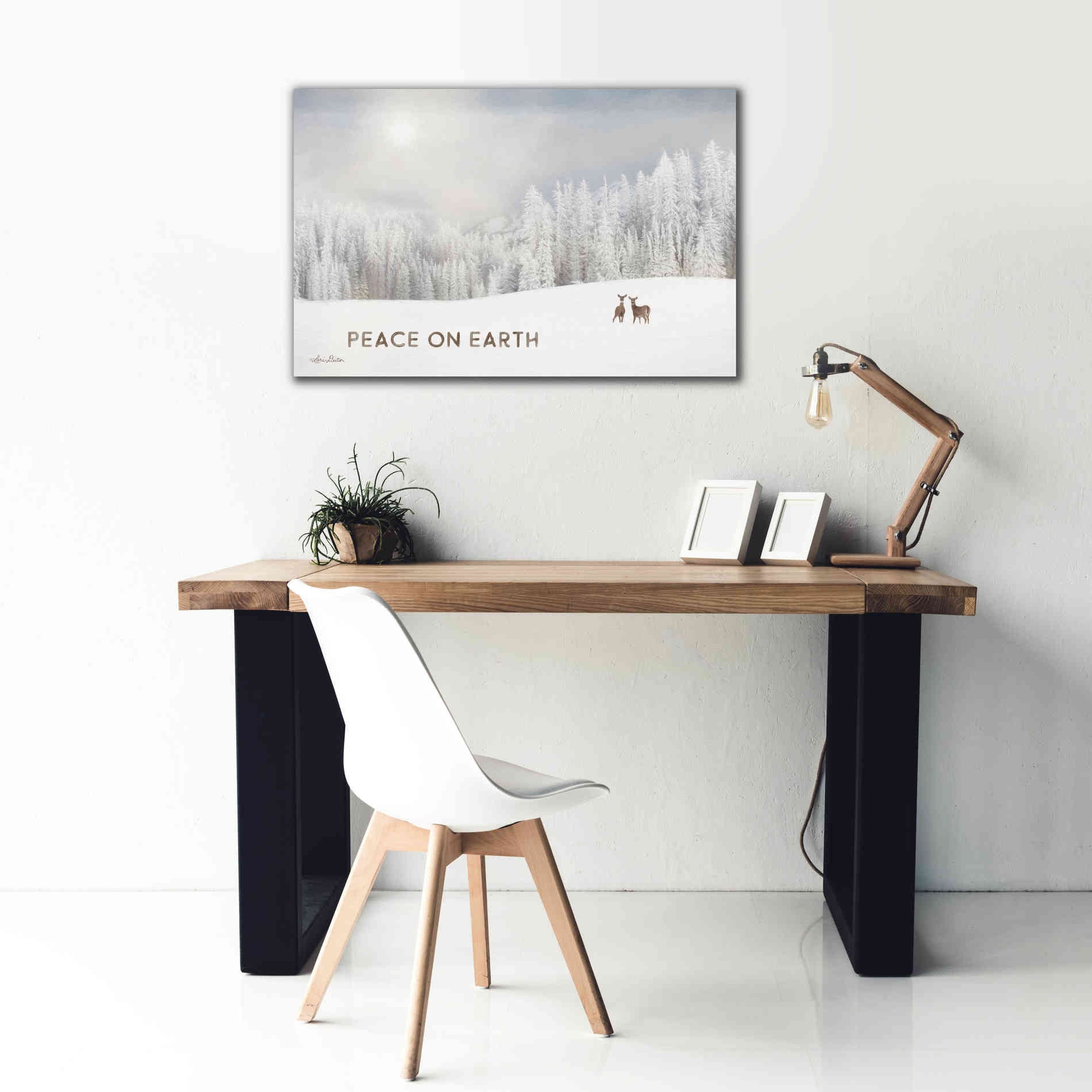 'Lava Mountain Snow Storm with Deer' by Lori Deiter, Canvas Wall Art,40 x 26