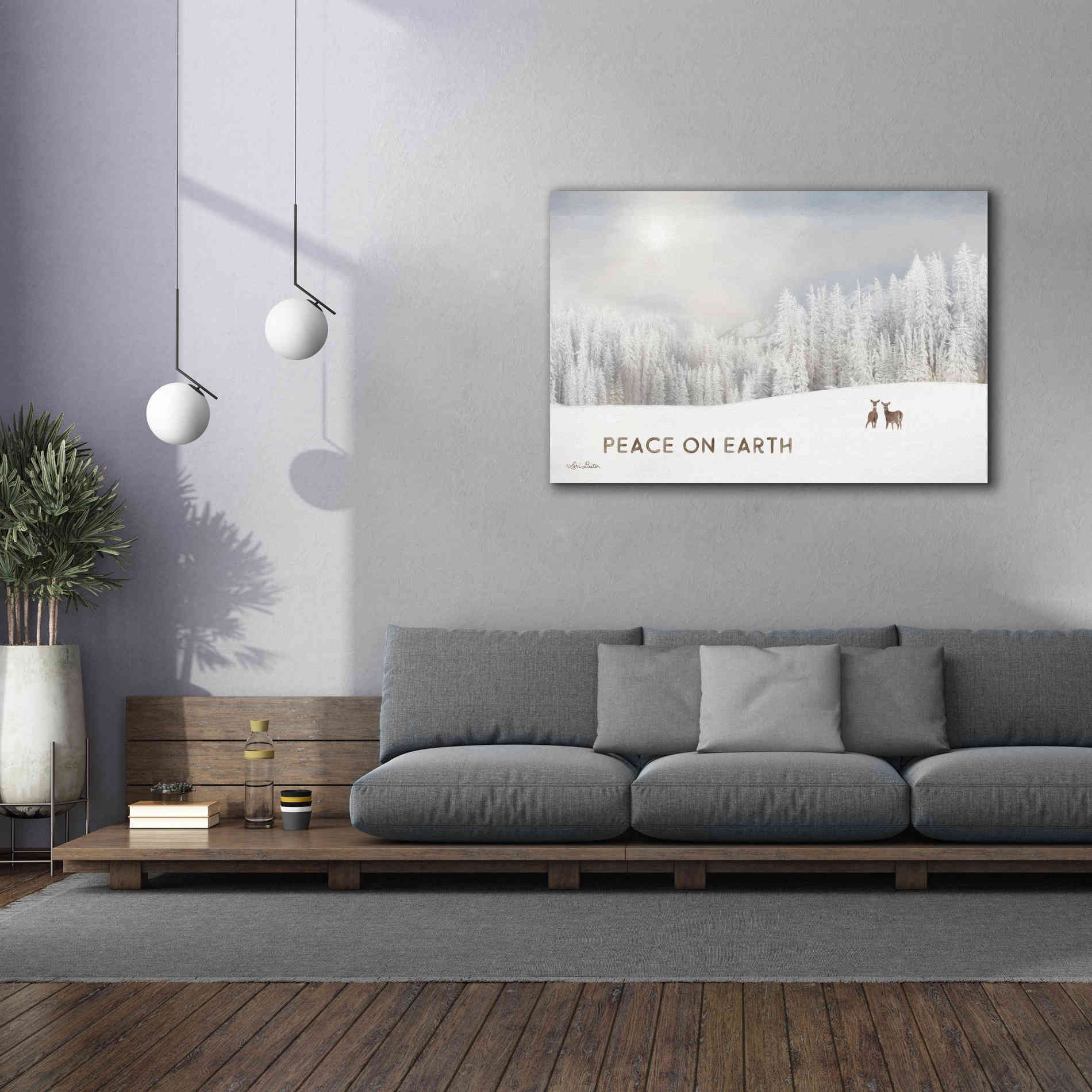 'Lava Mountain Snow Storm with Deer' by Lori Deiter, Canvas Wall Art,60 x 40