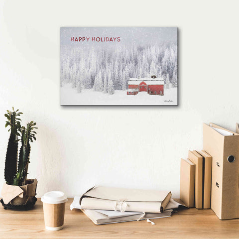 Image of 'Snowy Forest Happy Holidays' by Lori Deiter, Canvas Wall Art,18 x 12