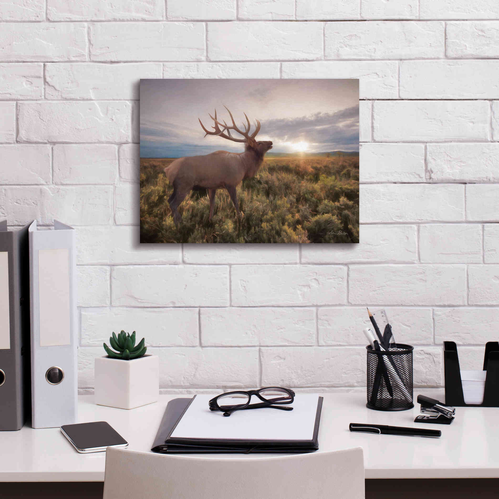 'Jackson Sunrise with Elk' by Lori Deiter, Canvas Wall Art,16 x 12