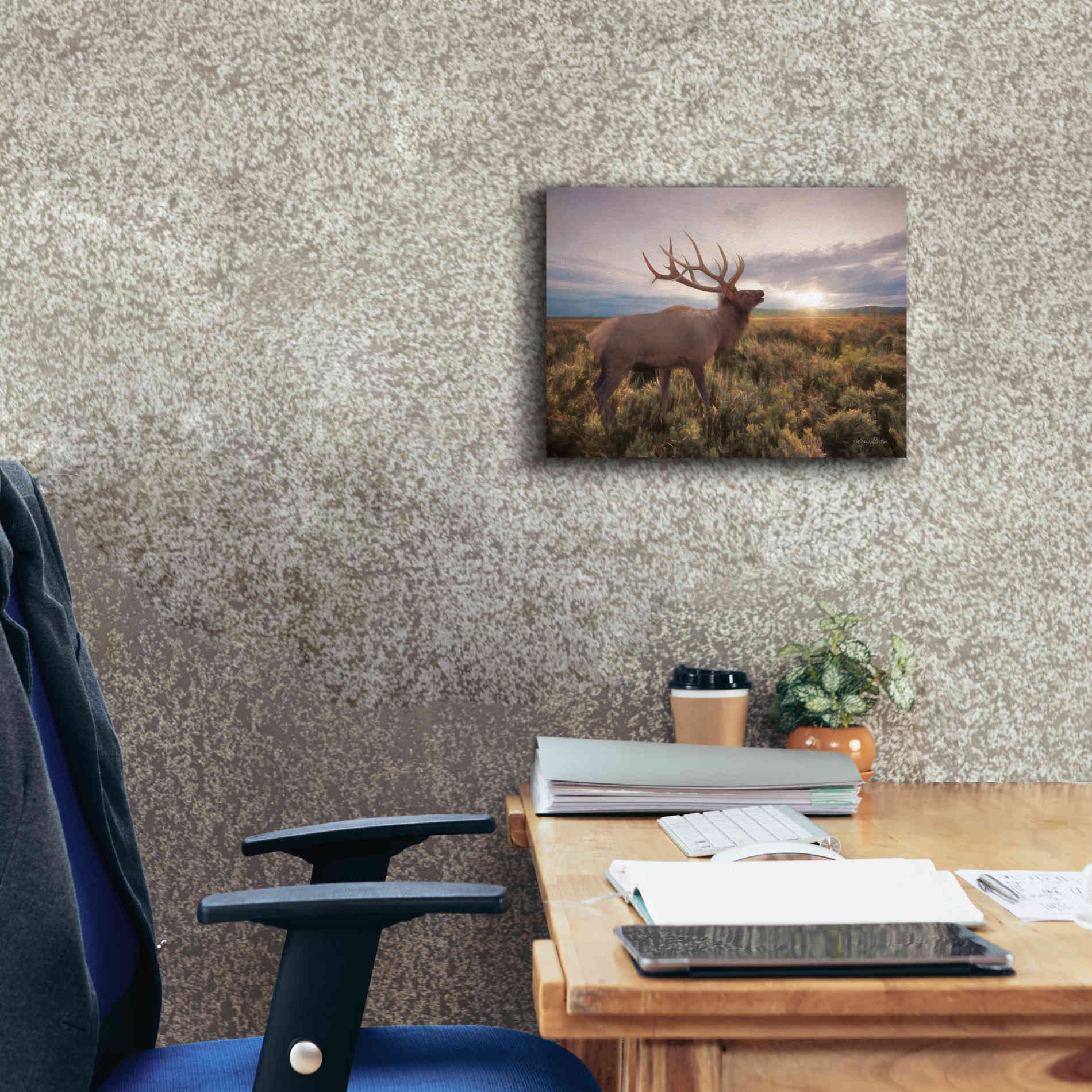 'Jackson Sunrise with Elk' by Lori Deiter, Canvas Wall Art,16 x 12