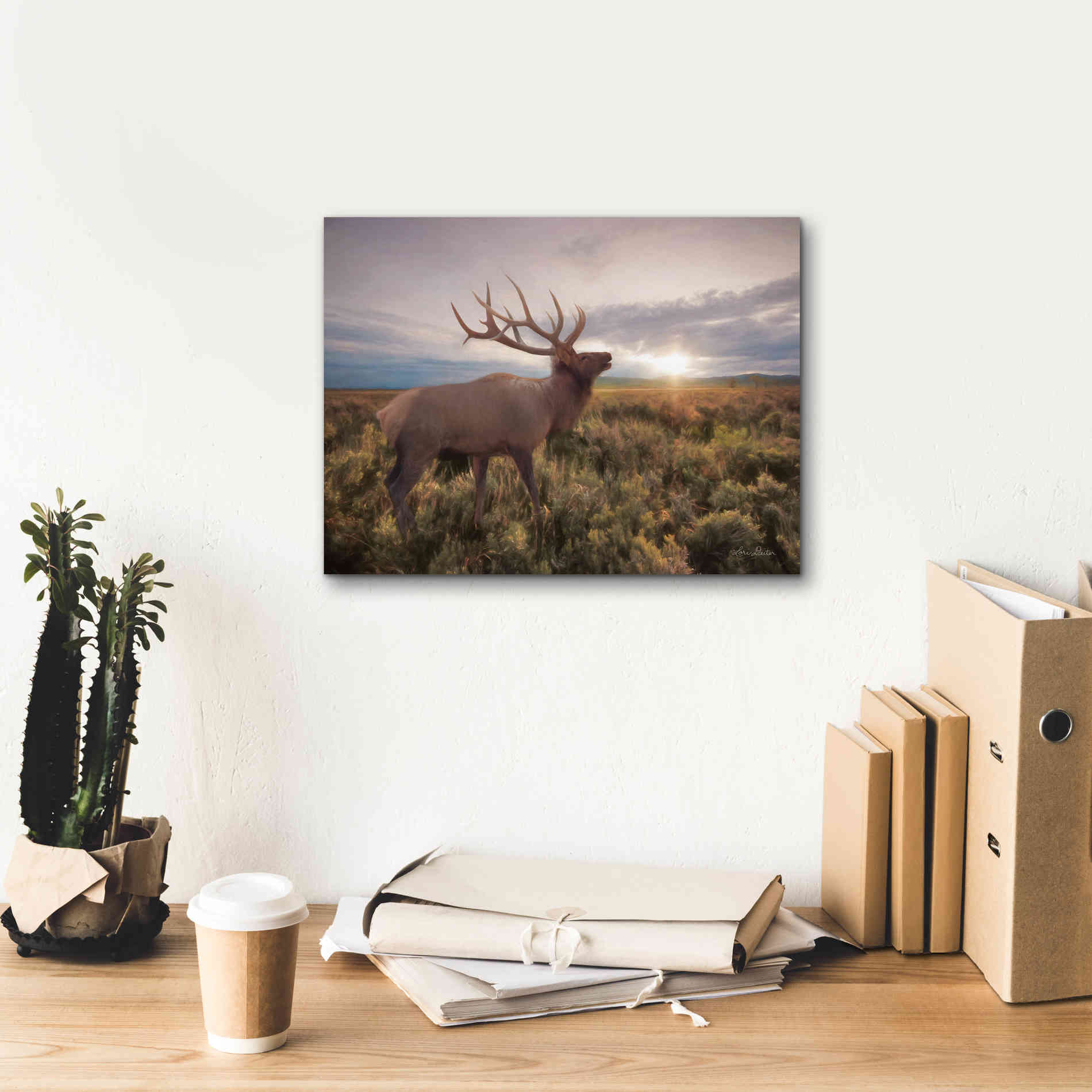 'Jackson Sunrise with Elk' by Lori Deiter, Canvas Wall Art,16 x 12