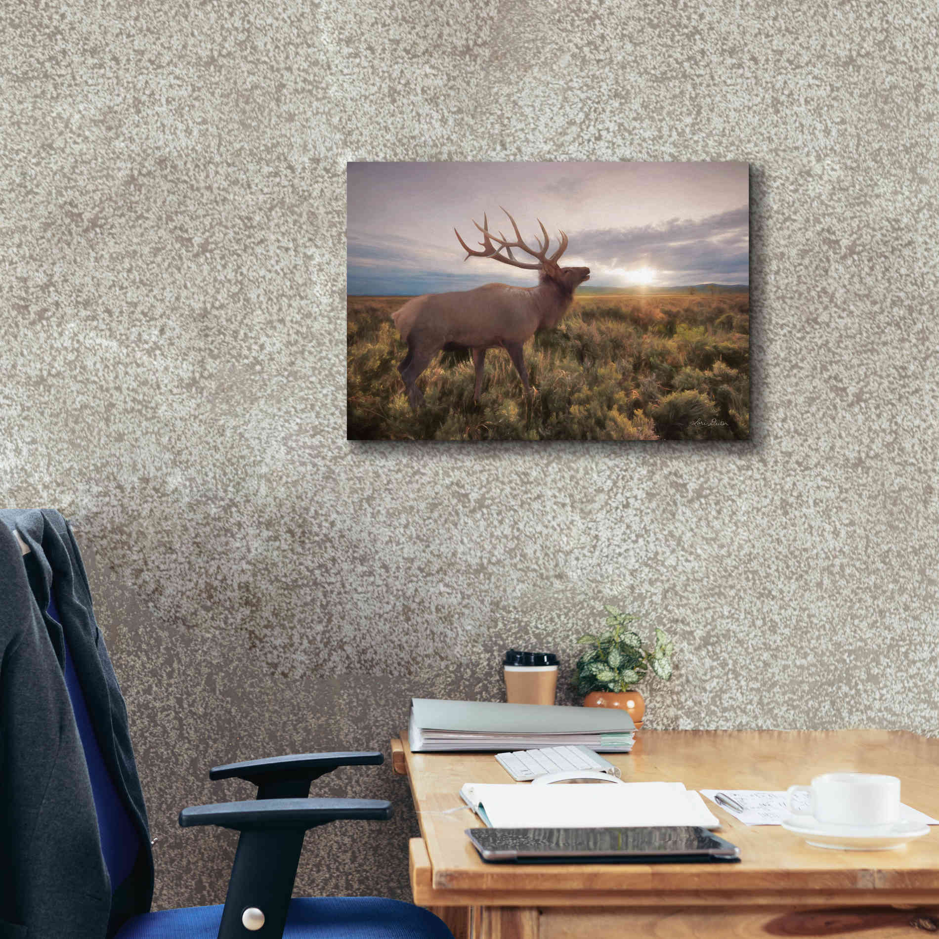 'Jackson Sunrise with Elk' by Lori Deiter, Canvas Wall Art,26 x 18