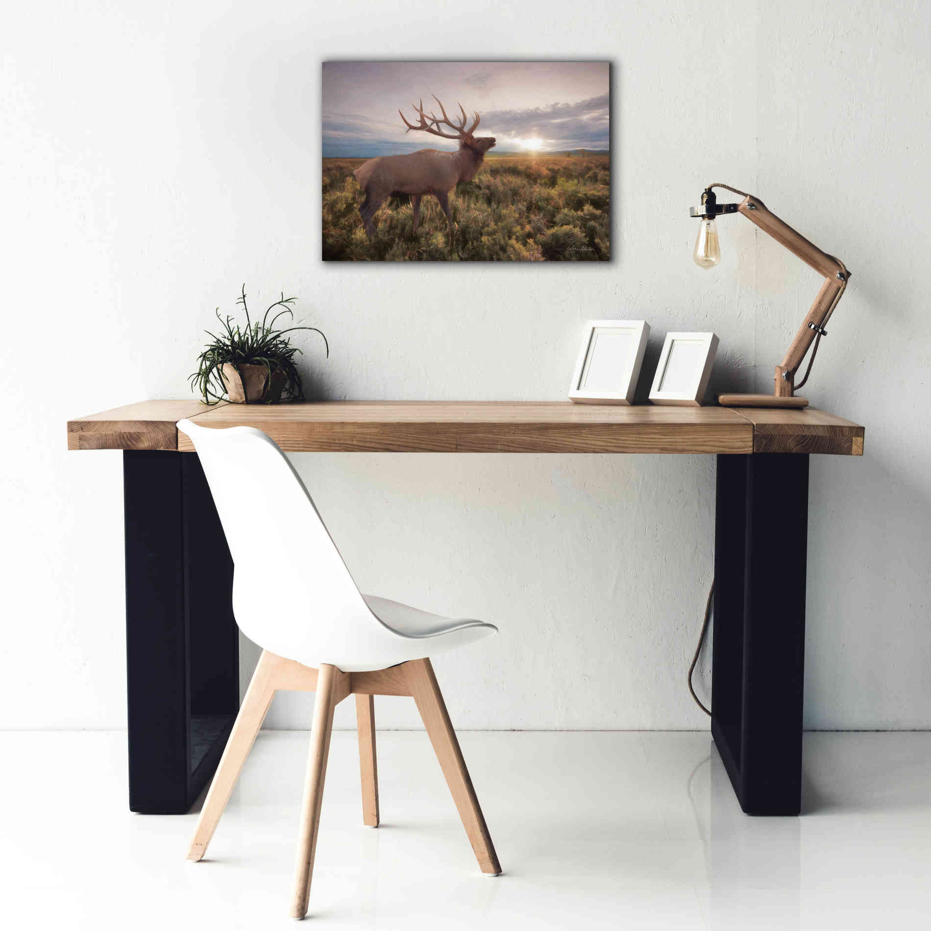 'Jackson Sunrise with Elk' by Lori Deiter, Canvas Wall Art,26 x 18