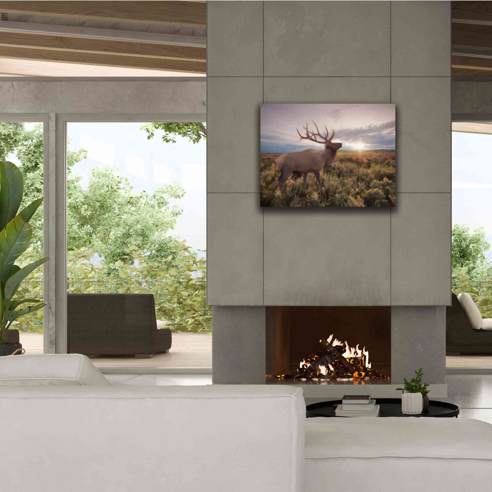 'Jackson Sunrise with Elk' by Lori Deiter, Canvas Wall Art,34 x 26