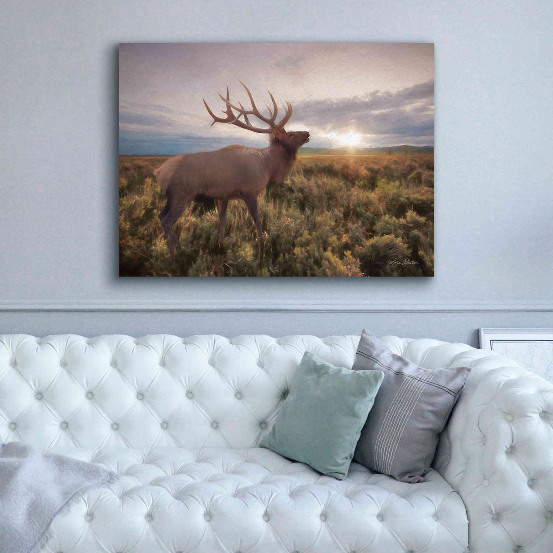 'Jackson Sunrise with Elk' by Lori Deiter, Canvas Wall Art,54 x 40