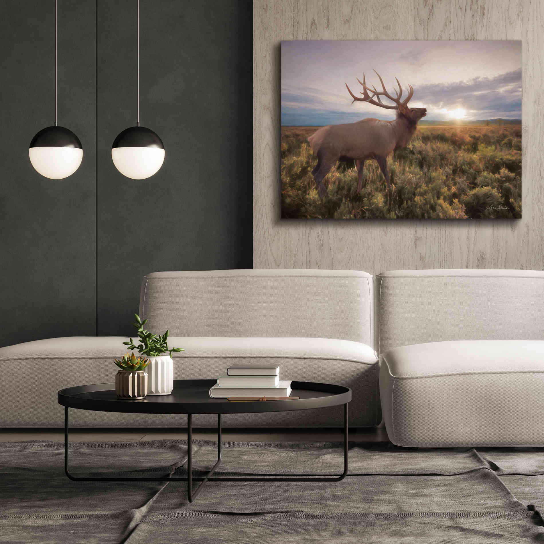'Jackson Sunrise with Elk' by Lori Deiter, Canvas Wall Art,54 x 40