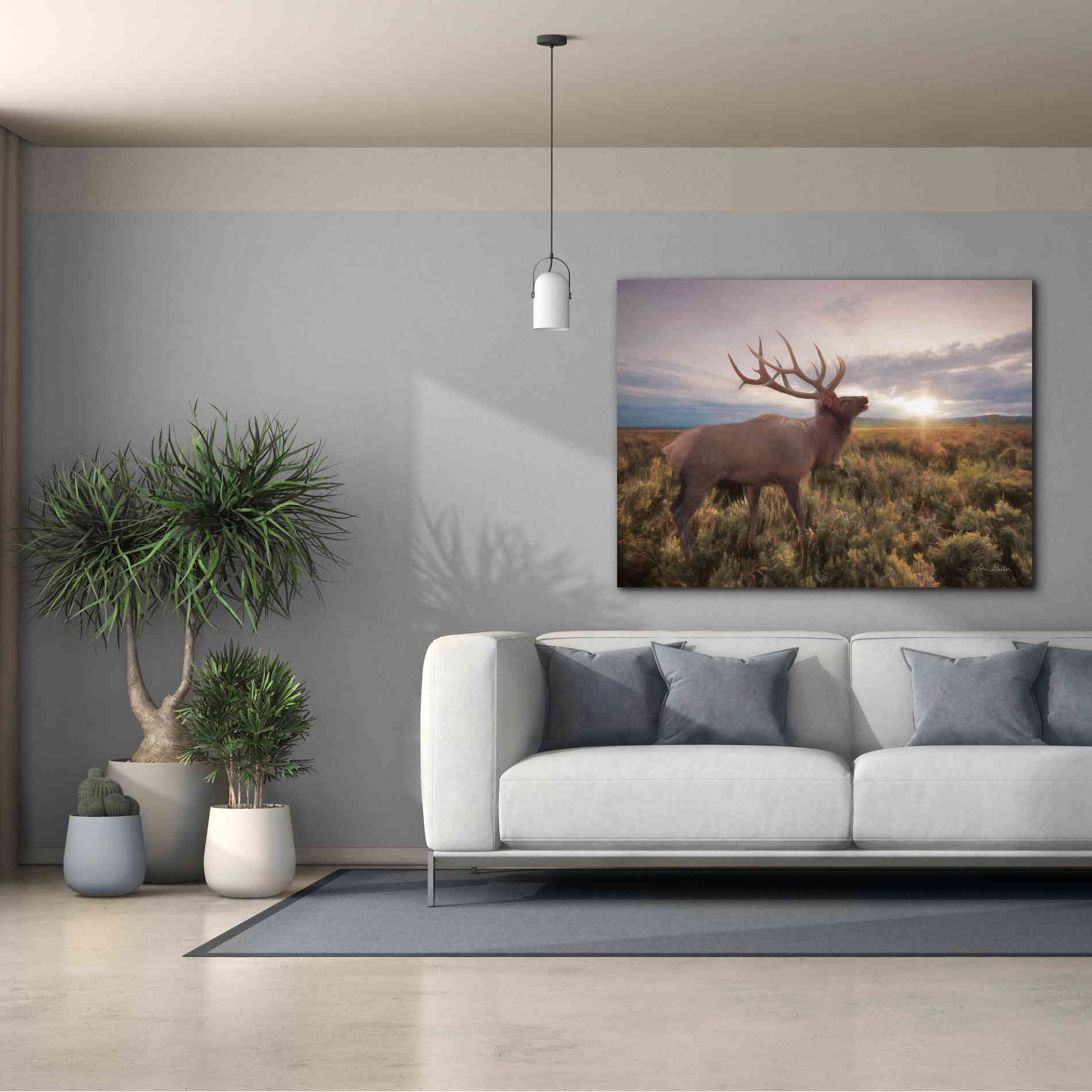 'Jackson Sunrise with Elk' by Lori Deiter, Canvas Wall Art,54 x 40