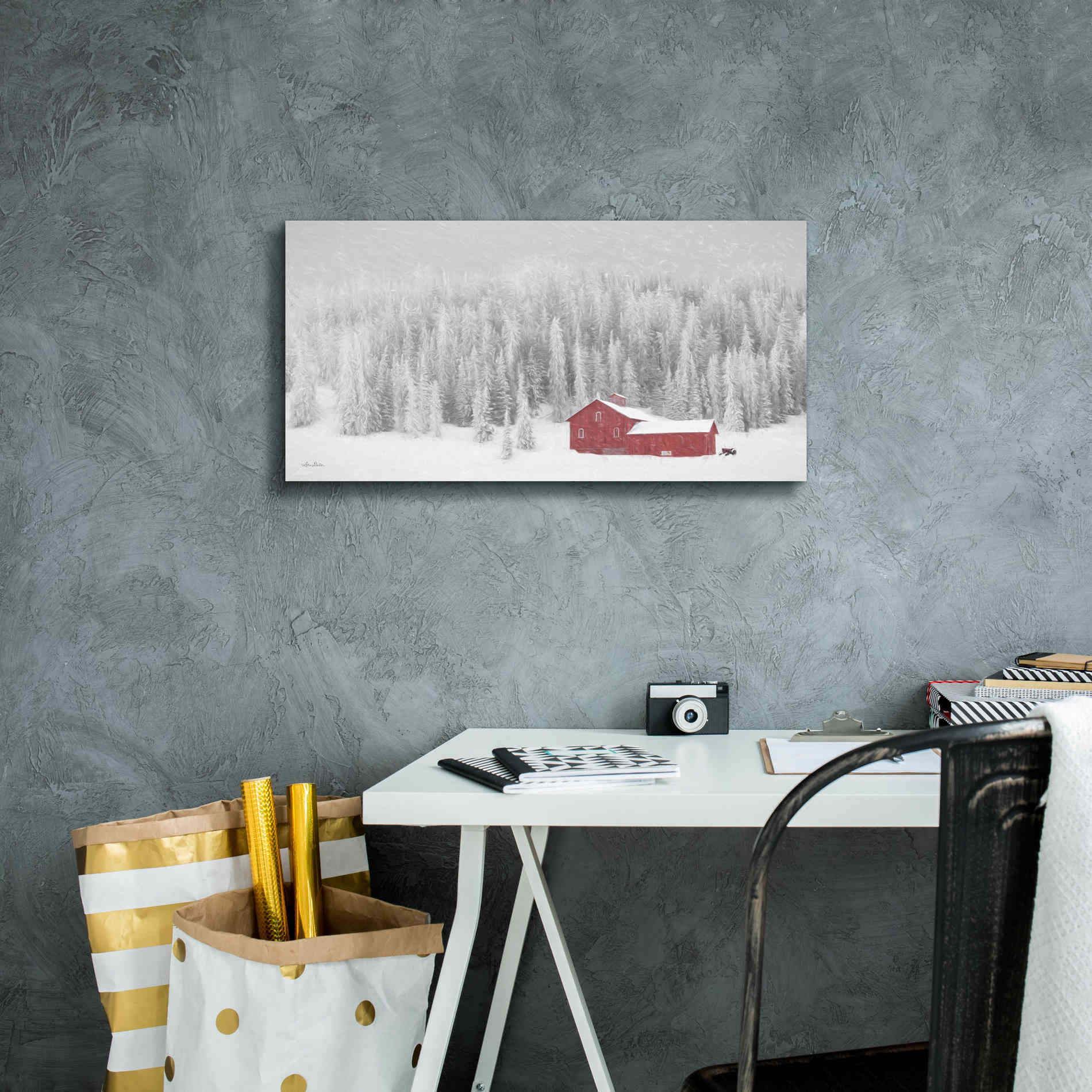 'Old Wyoming Barn' by Lori Deiter, Canvas Wall Art,24 x 12