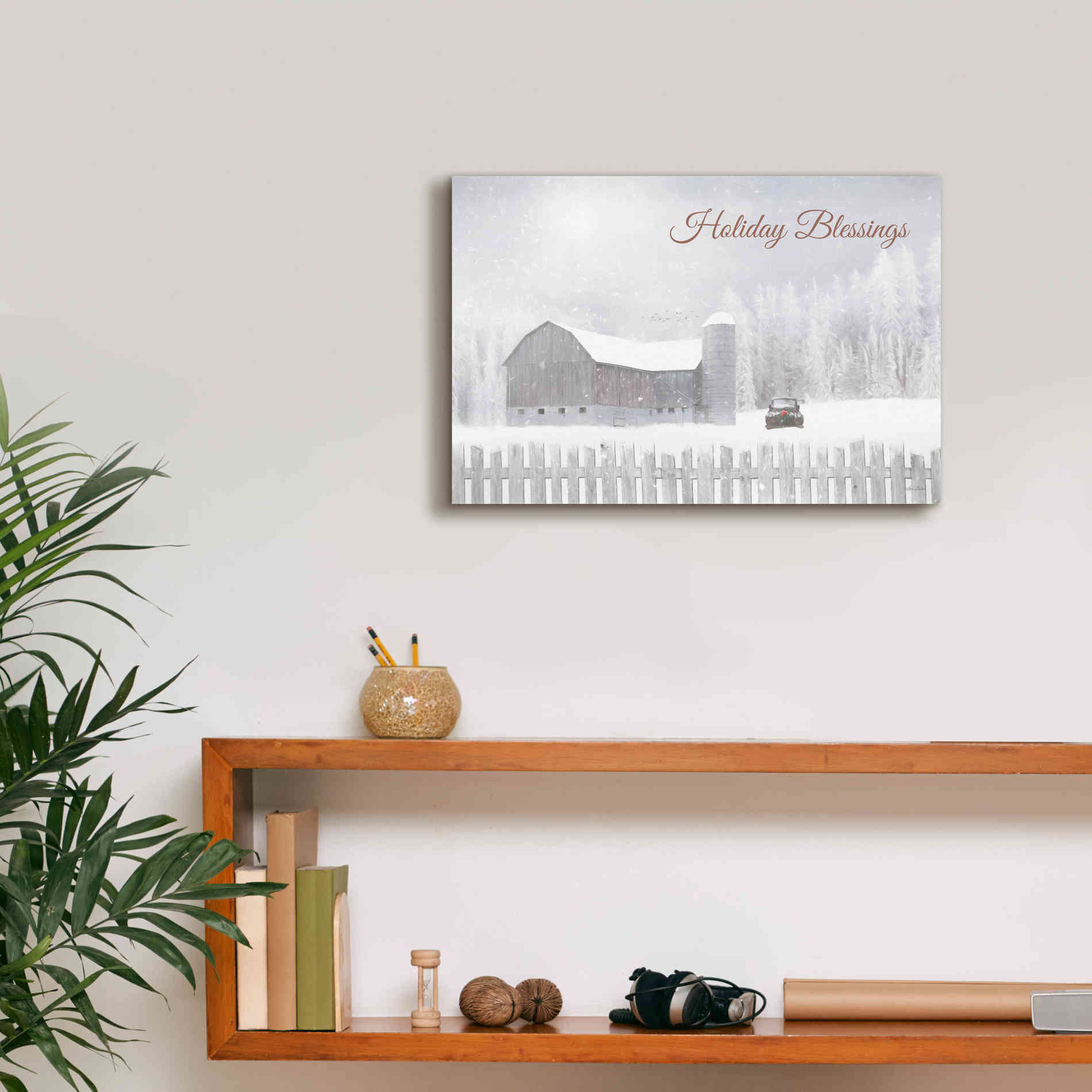 'Holiday Blessings with Truck' by Lori Deiter, Canvas Wall Art,18 x 12