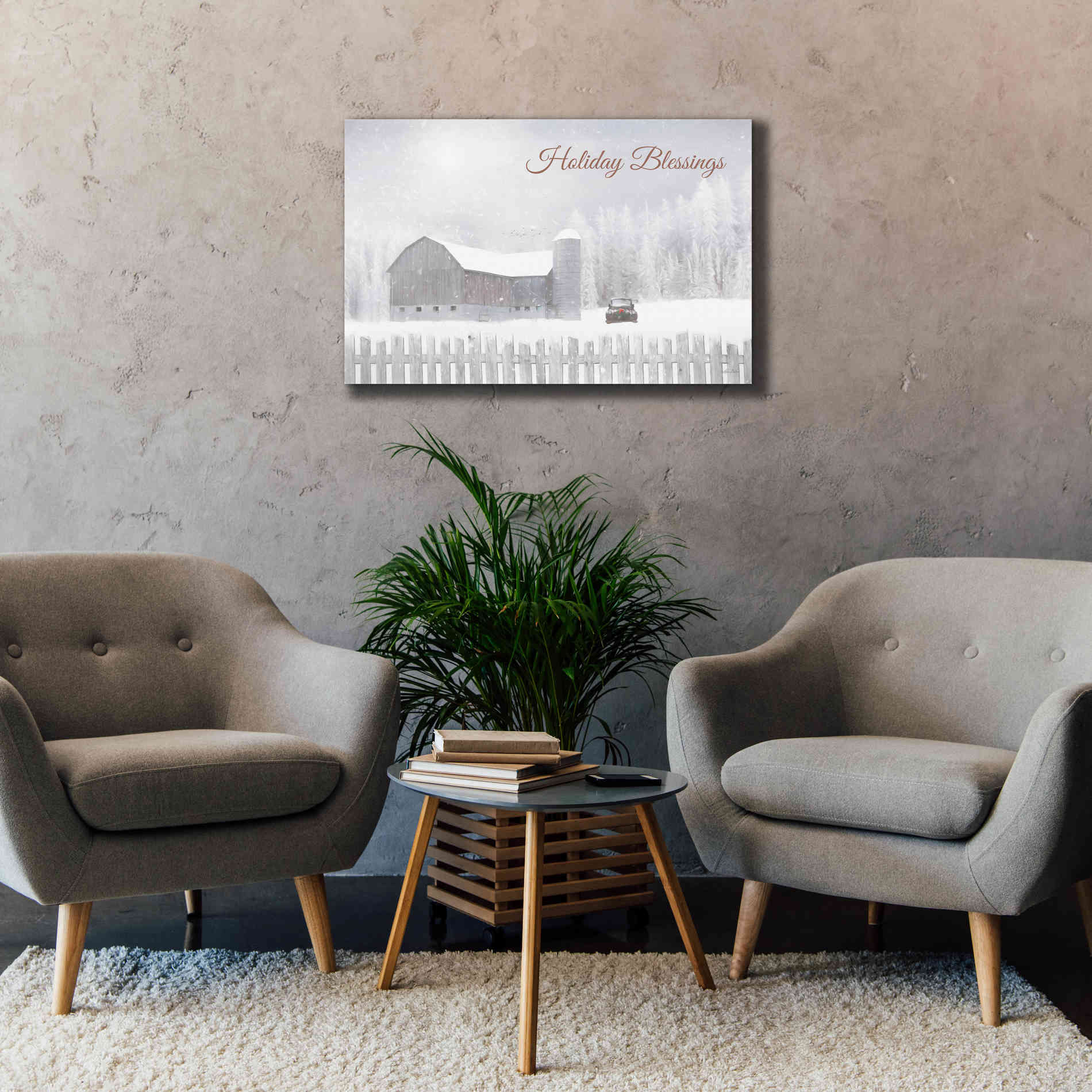 'Holiday Blessings with Truck' by Lori Deiter, Canvas Wall Art,40 x 26