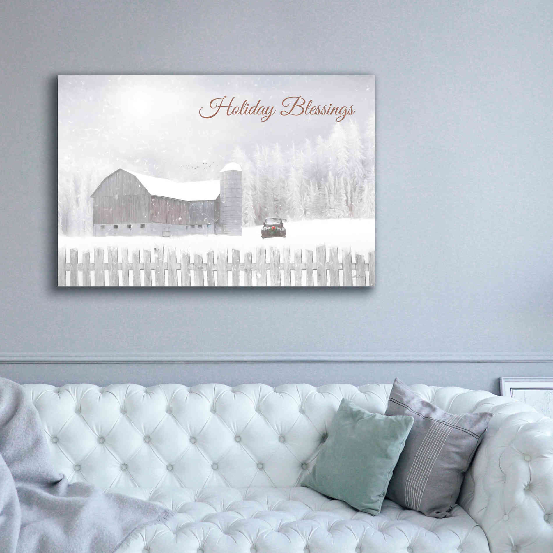 'Holiday Blessings with Truck' by Lori Deiter, Canvas Wall Art,60 x 40