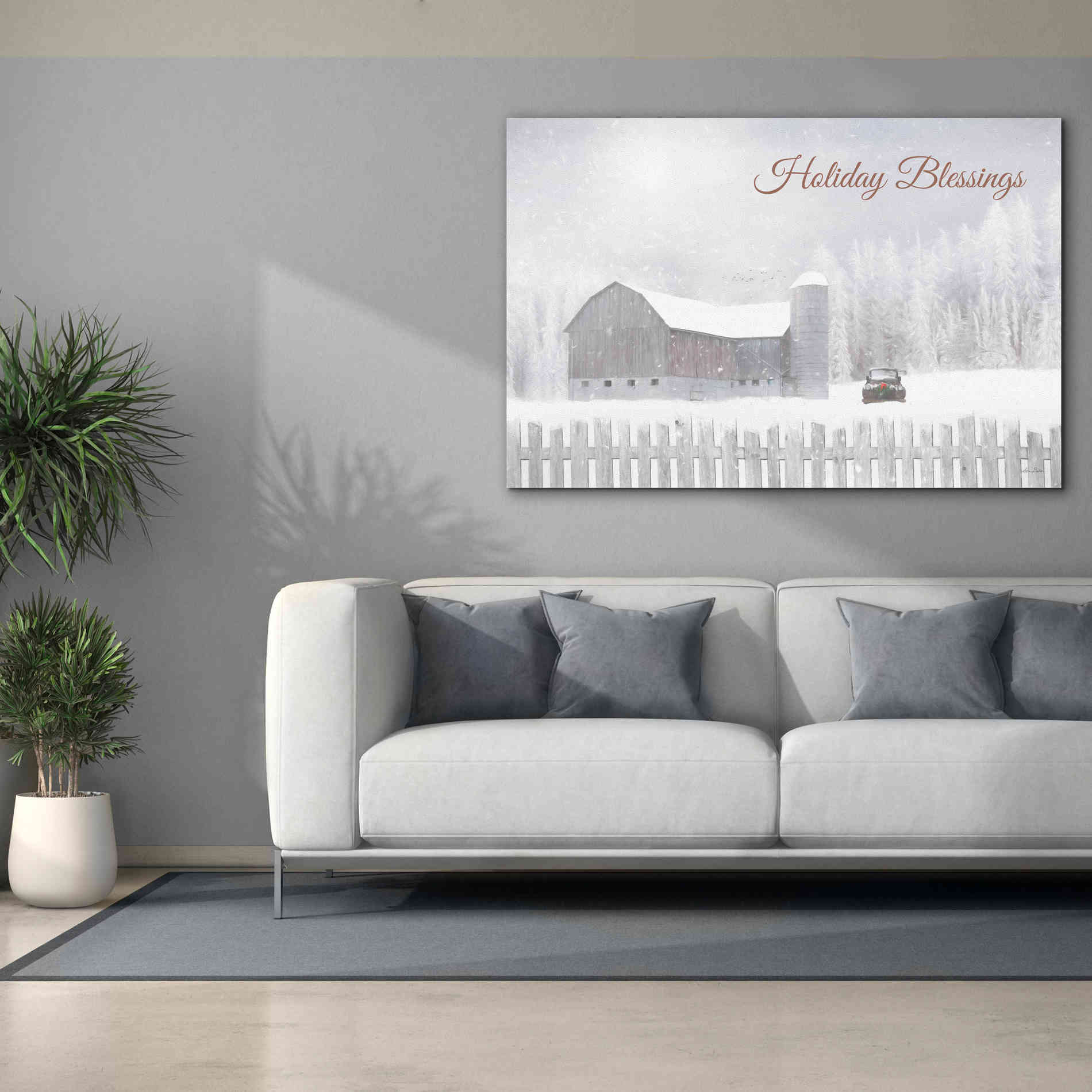 'Holiday Blessings with Truck' by Lori Deiter, Canvas Wall Art,60 x 40