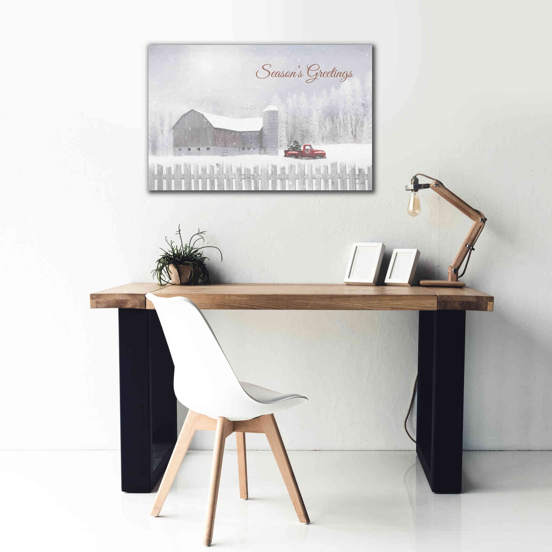 'Season's Greetings with Truck' by Lori Deiter, Canvas Wall Art,40 x 26