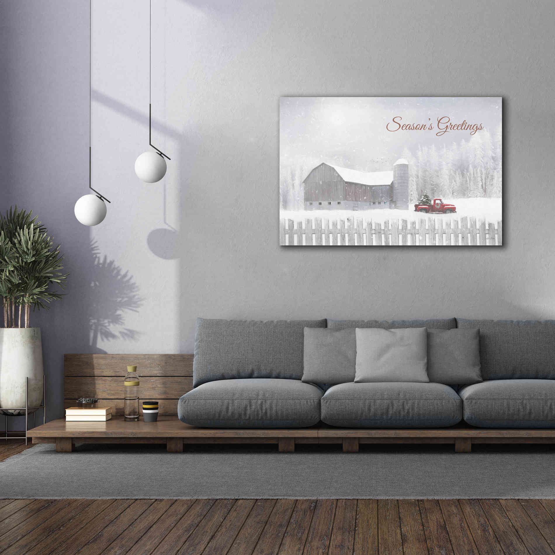 'Season's Greetings with Truck' by Lori Deiter, Canvas Wall Art,60 x 40