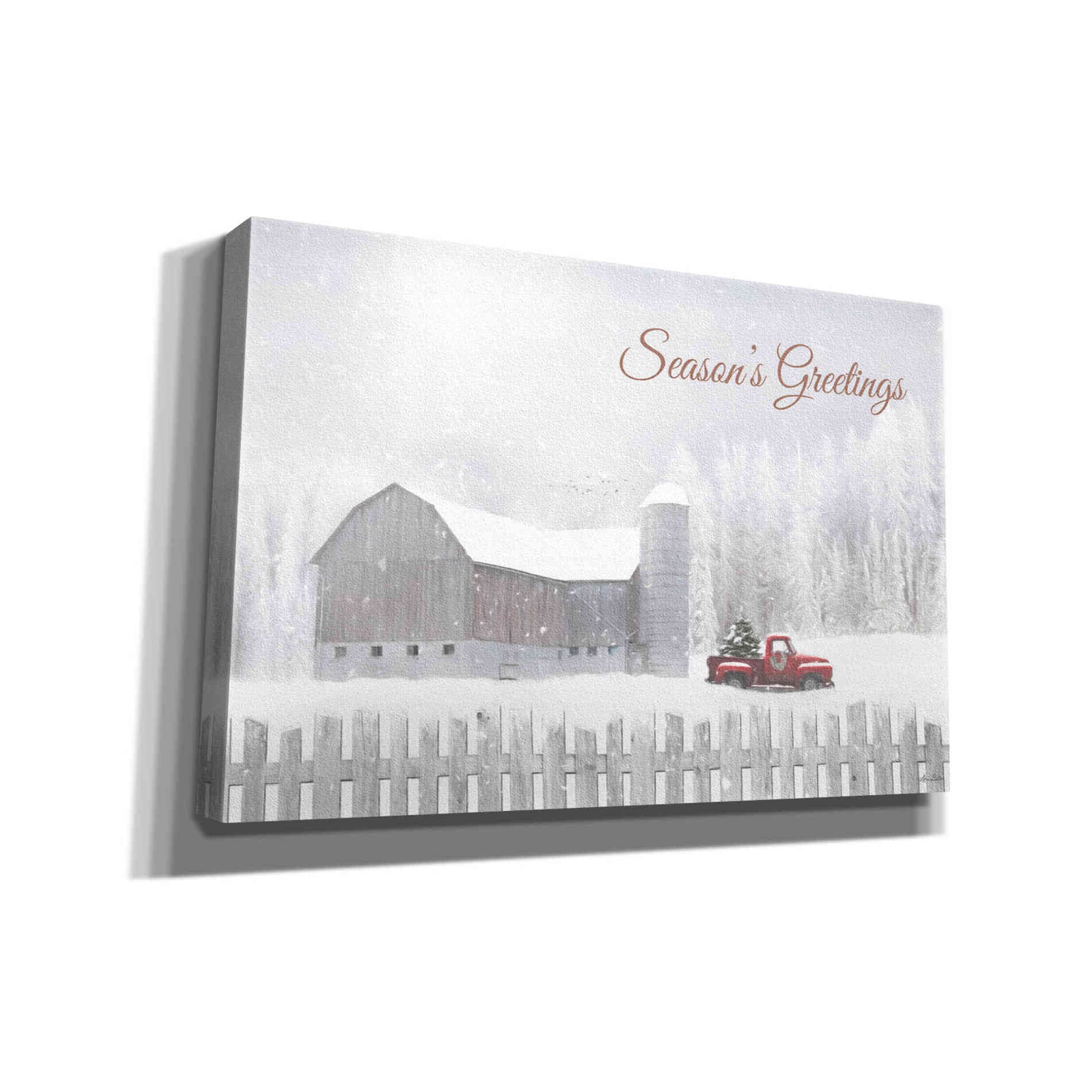 'Season's Greetings with Truck' by Lori Deiter, Canvas Wall Art