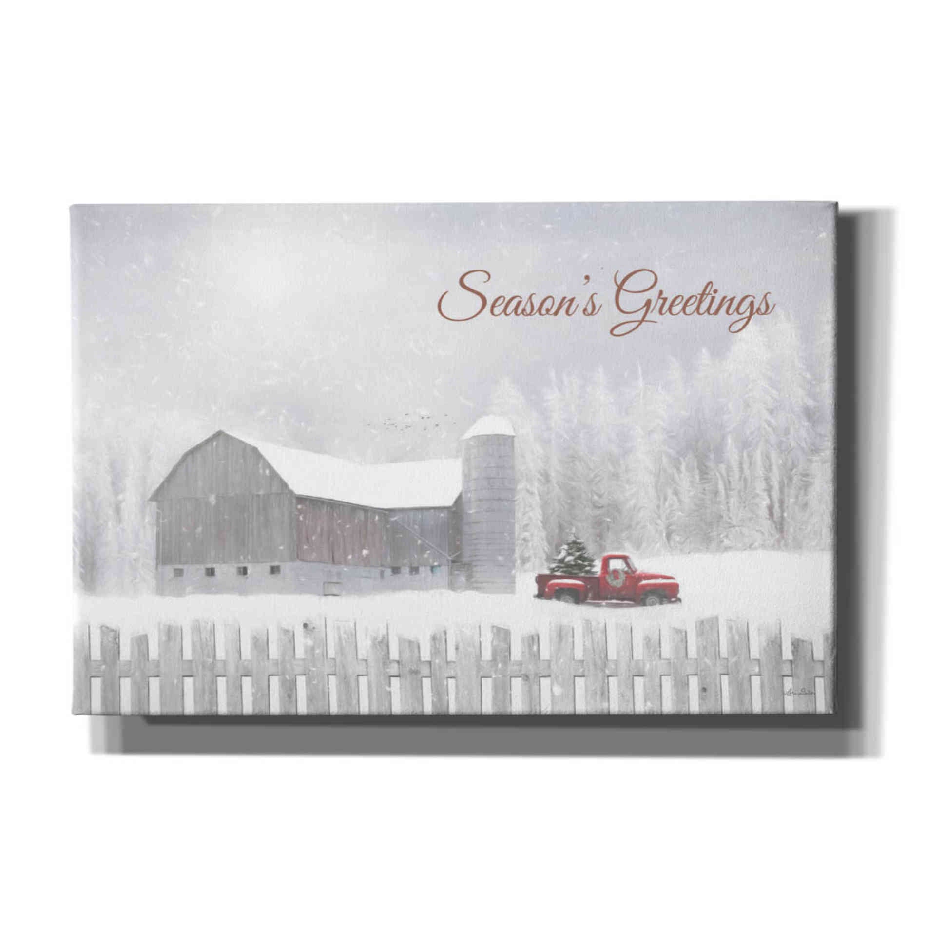 'Season's Greetings with Truck' by Lori Deiter, Canvas Wall Art