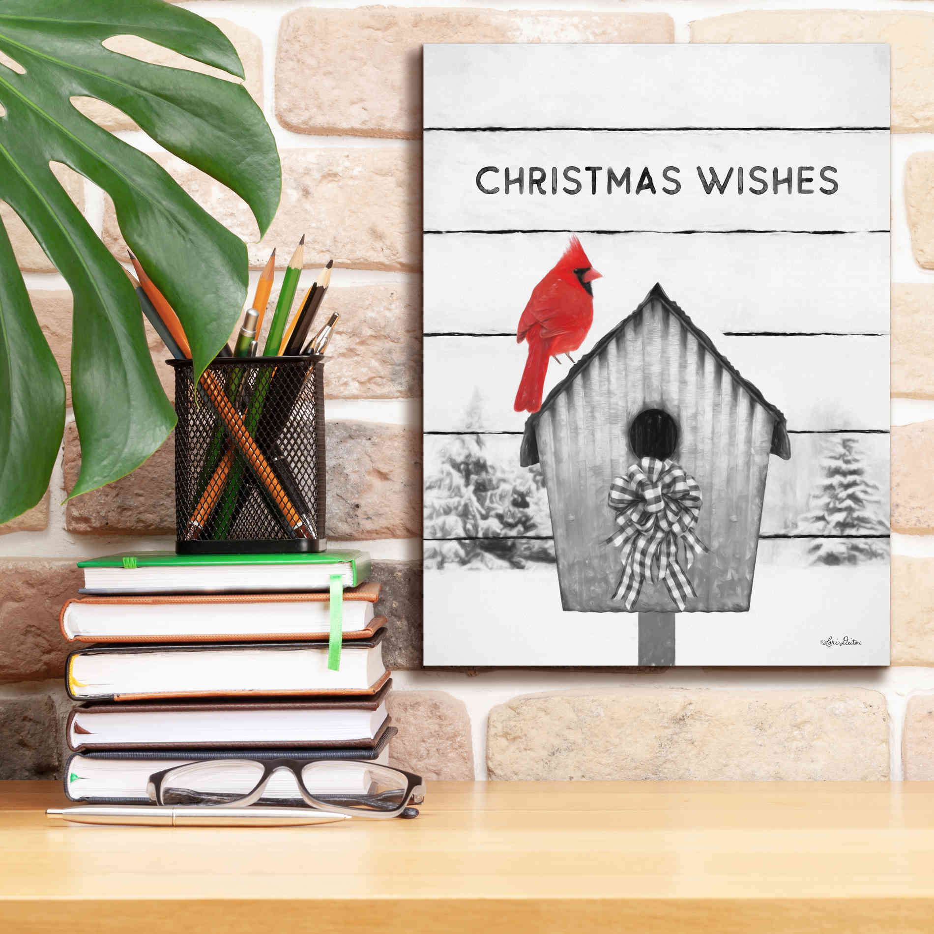 'Christmas Birdhouse' by Lori Deiter, Canvas Wall Art,12 x 16