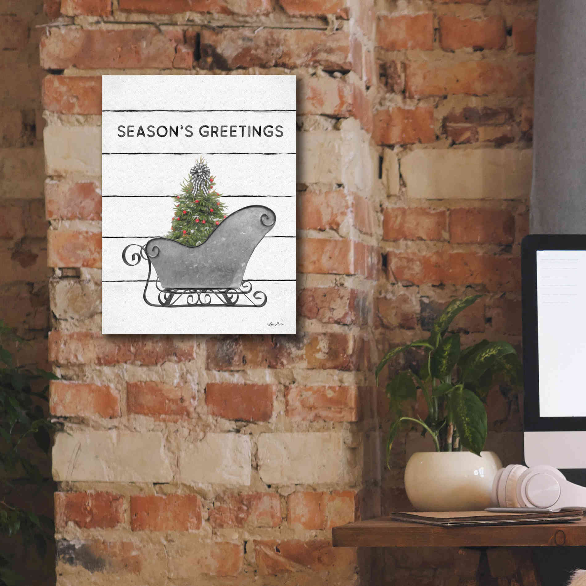 'Christmas Sled with Tree' by Lori Deiter, Canvas Wall Art,12 x 16