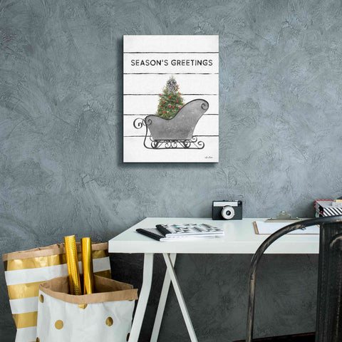 Image of 'Christmas Sled with Tree' by Lori Deiter, Canvas Wall Art,12 x 16