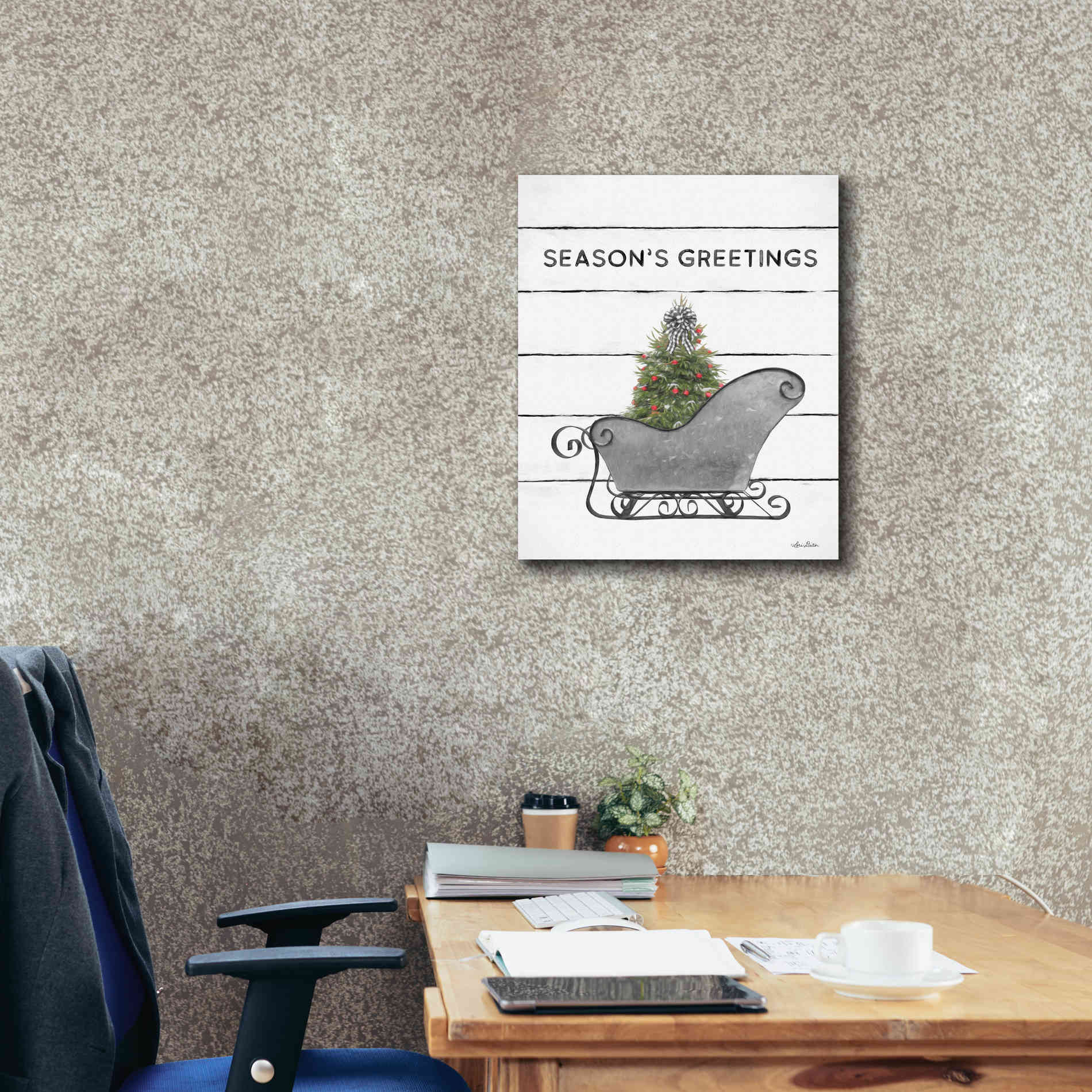 'Christmas Sled with Tree' by Lori Deiter, Canvas Wall Art,20 x 24
