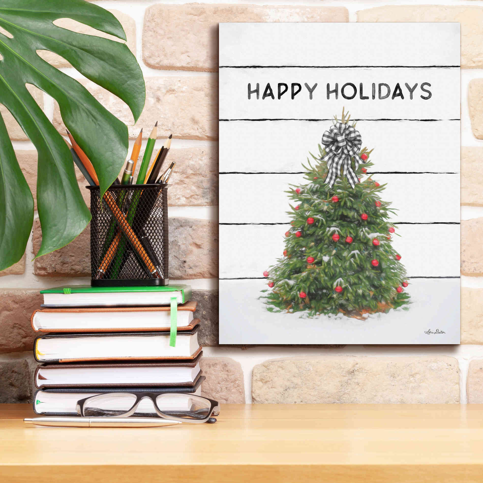'Christmas Tree on Wood' by Lori Deiter, Canvas Wall Art,12 x 16