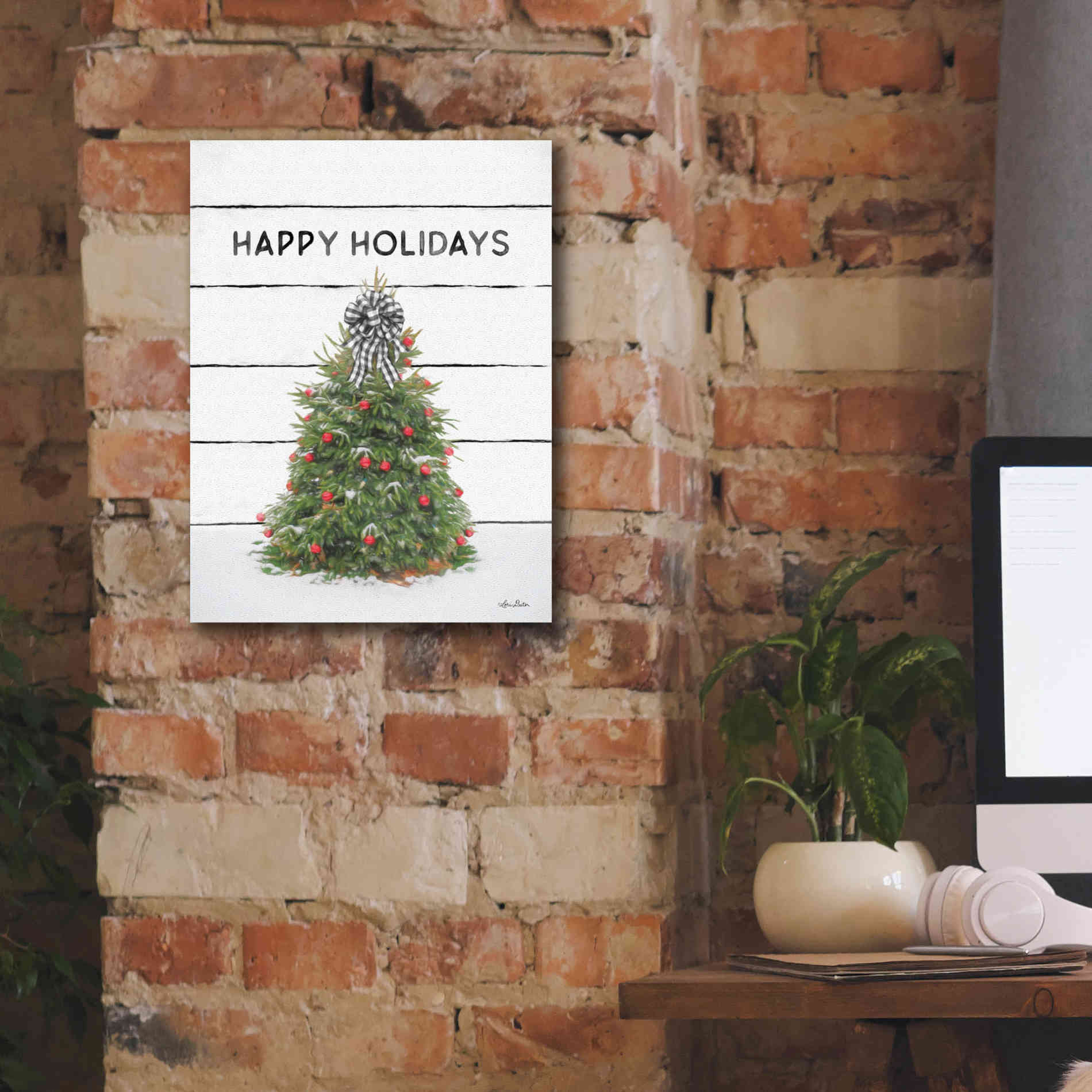 'Christmas Tree on Wood' by Lori Deiter, Canvas Wall Art,12 x 16