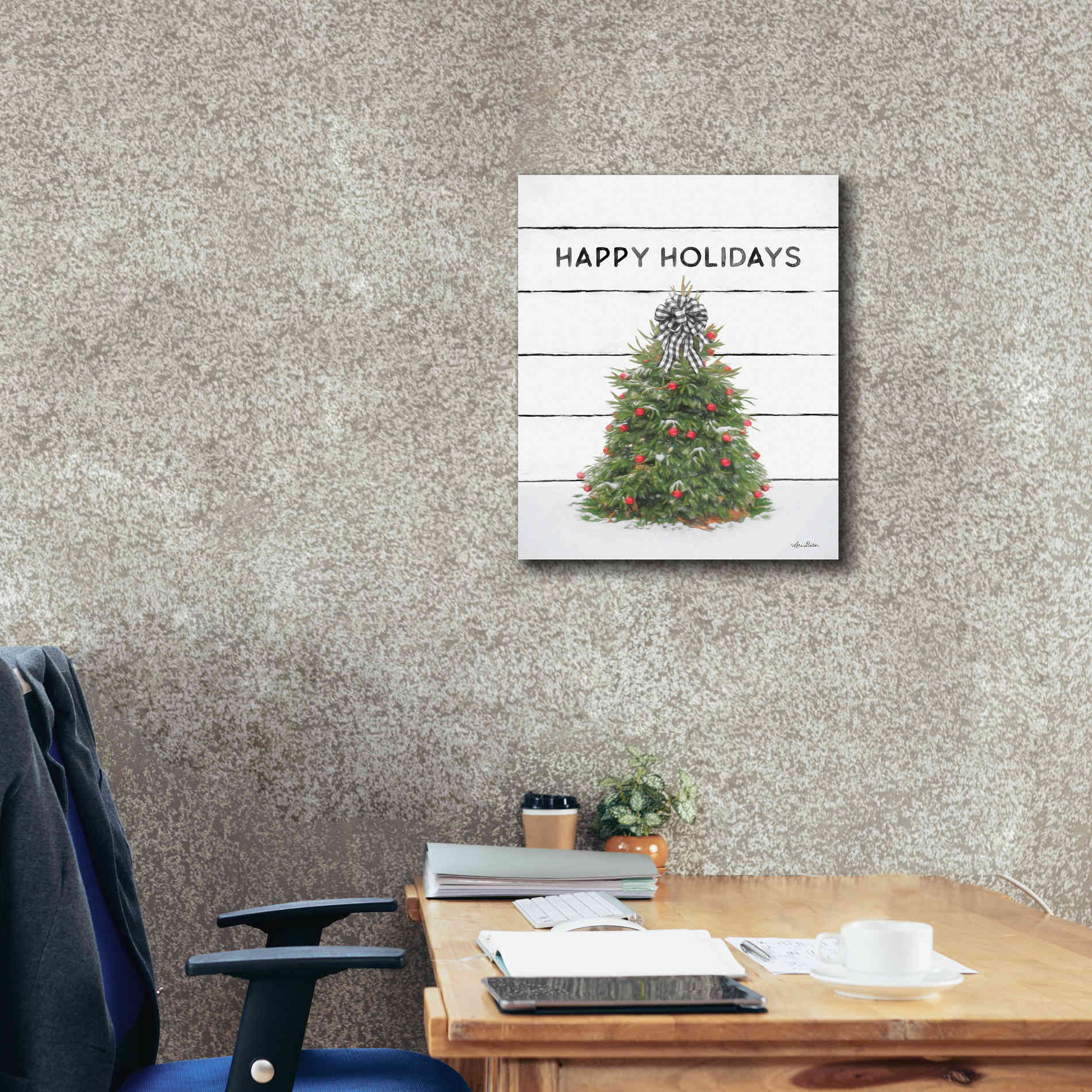 'Christmas Tree on Wood' by Lori Deiter, Canvas Wall Art,20 x 24