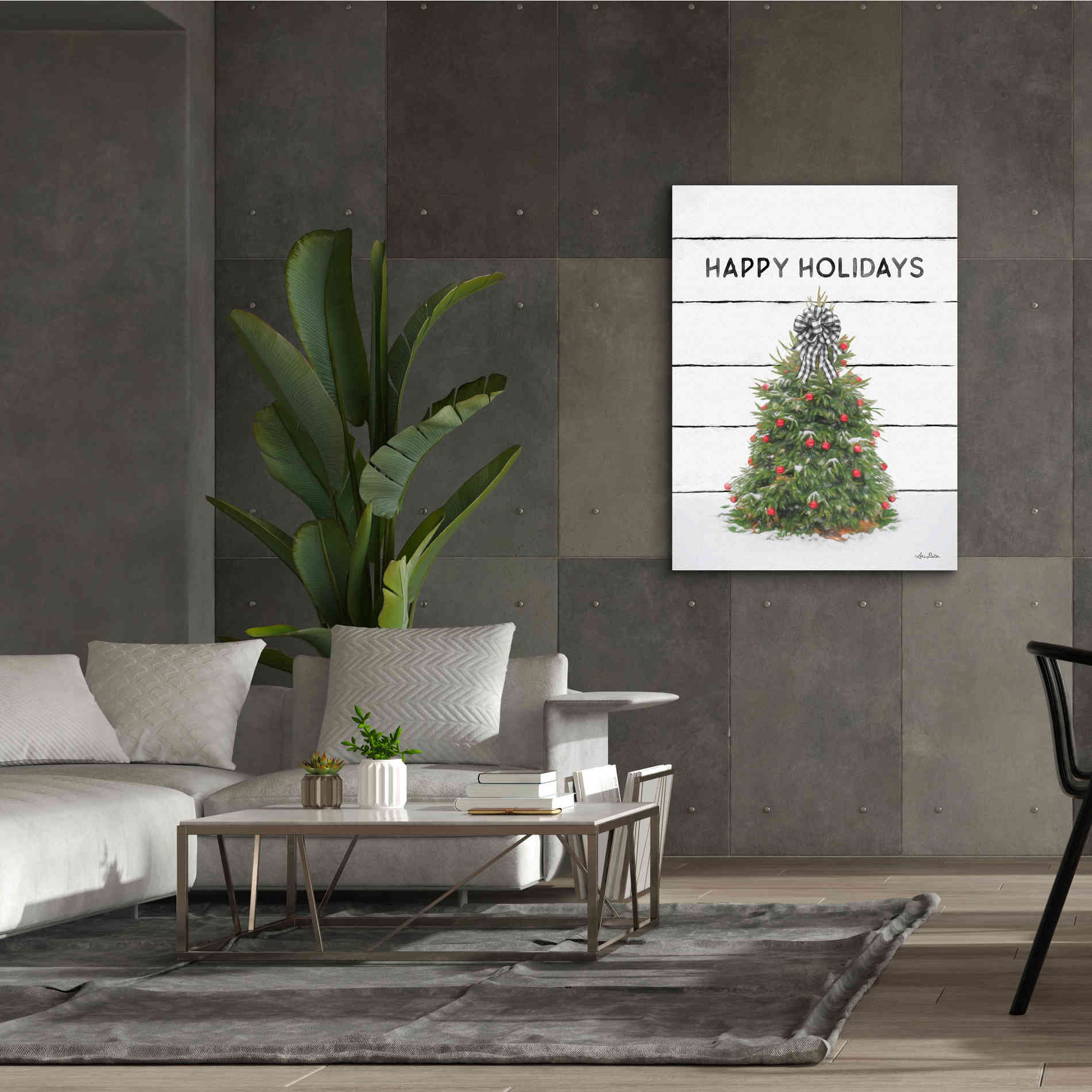 'Christmas Tree on Wood' by Lori Deiter, Canvas Wall Art,40 x 54