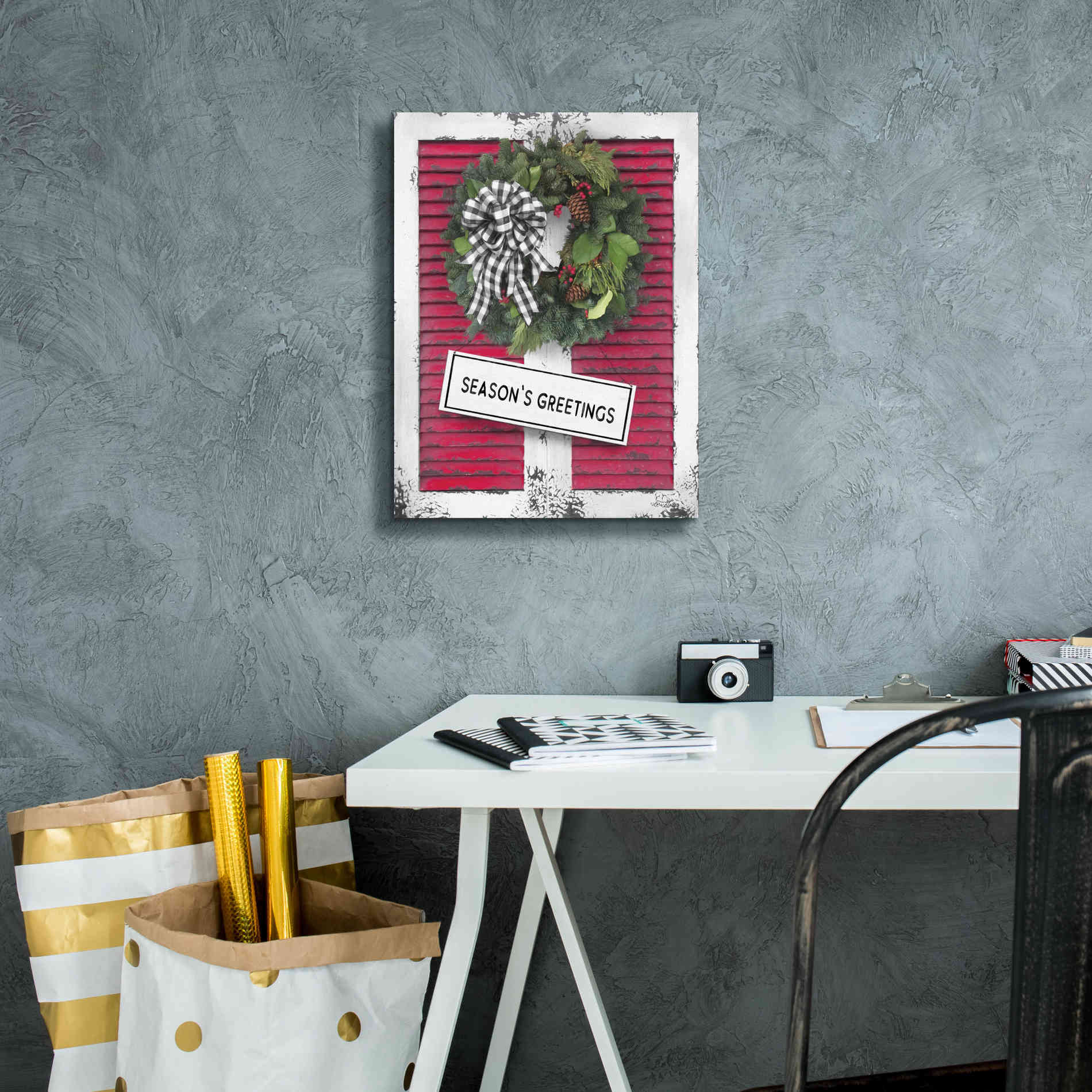 'Christmas Shutters with Wreath I' by Lori Deiter, Canvas Wall Art,12 x 16
