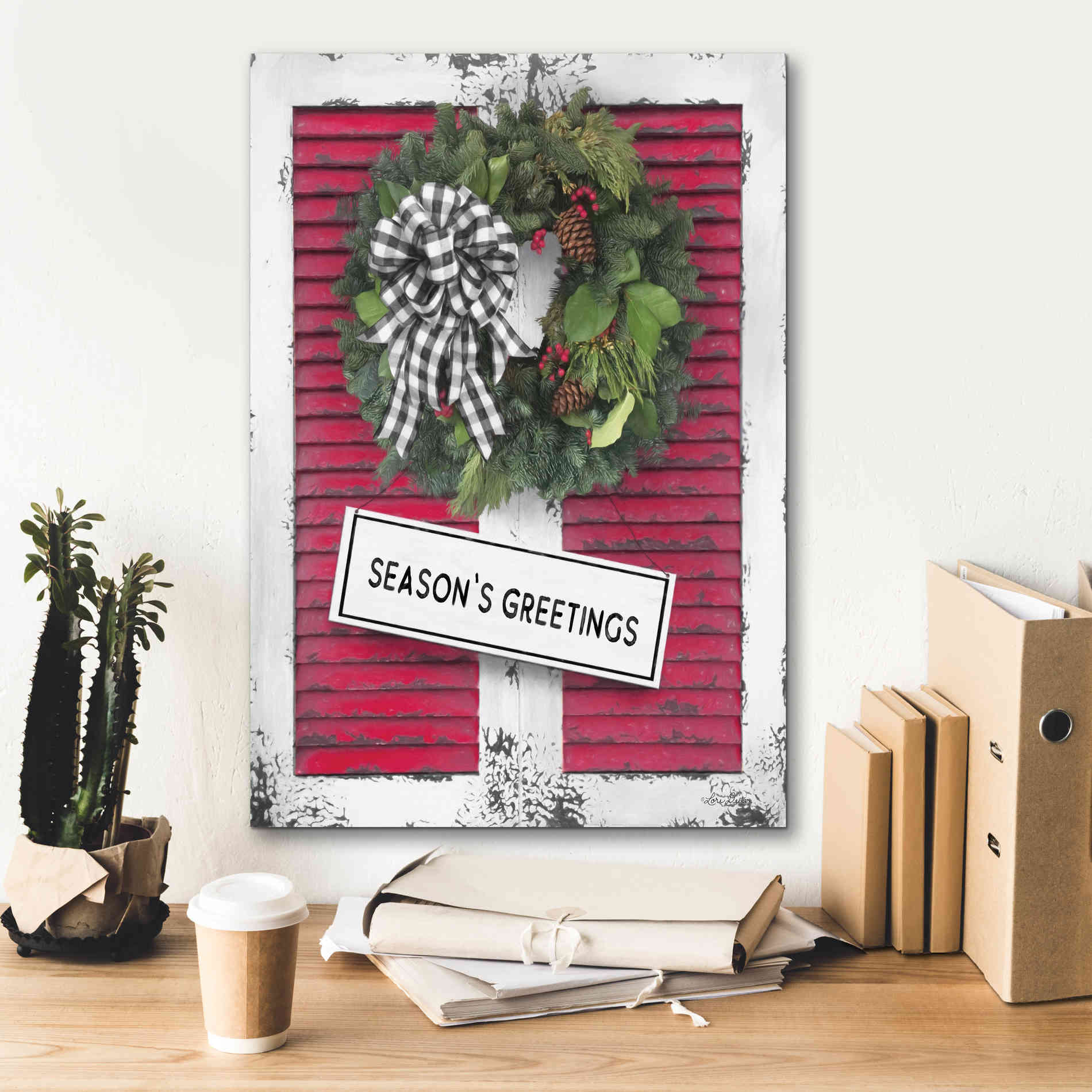 'Christmas Shutters with Wreath I' by Lori Deiter, Canvas Wall Art,18 x 26