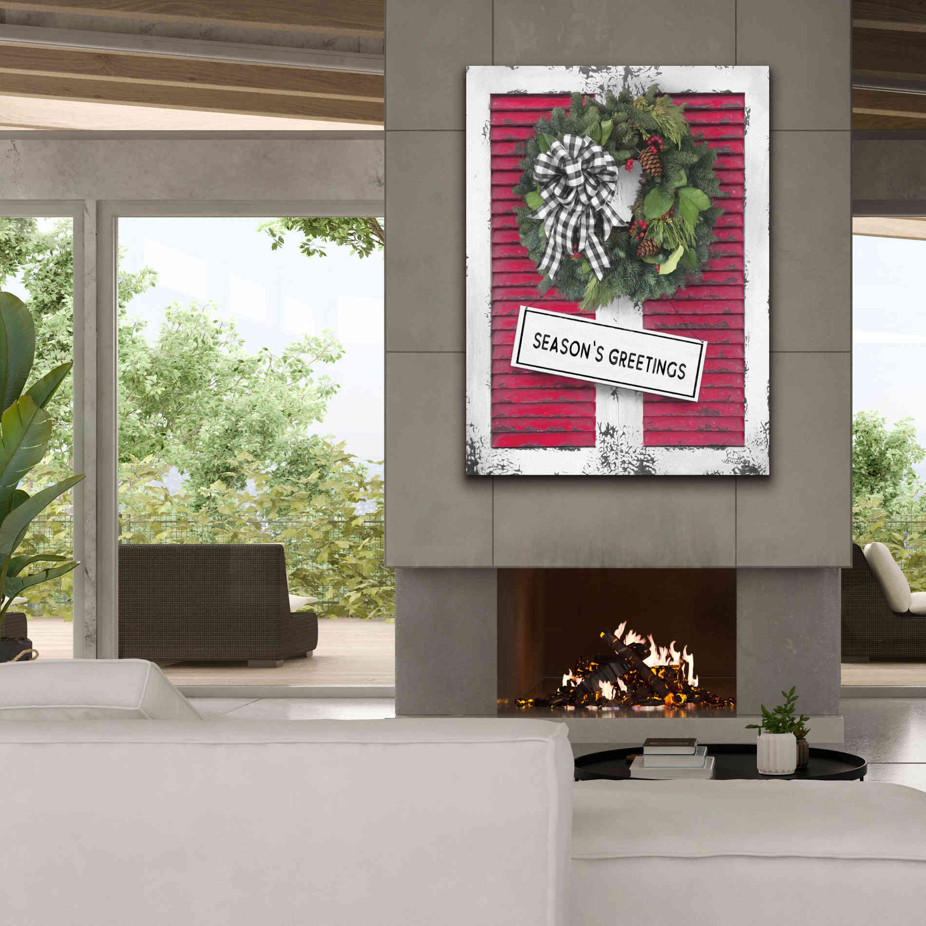 'Christmas Shutters with Wreath I' by Lori Deiter, Canvas Wall Art,40 x 54