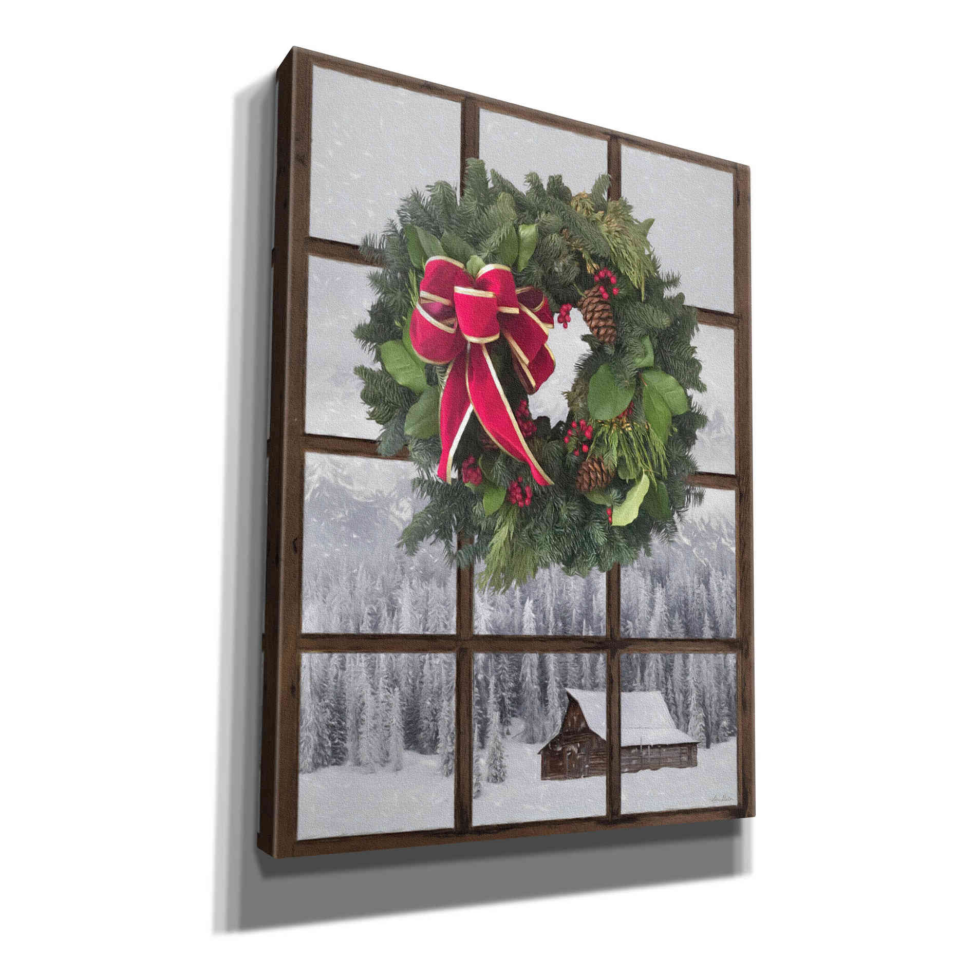 'Teton Christmas Window' by Lori Deiter, Canvas Wall Art