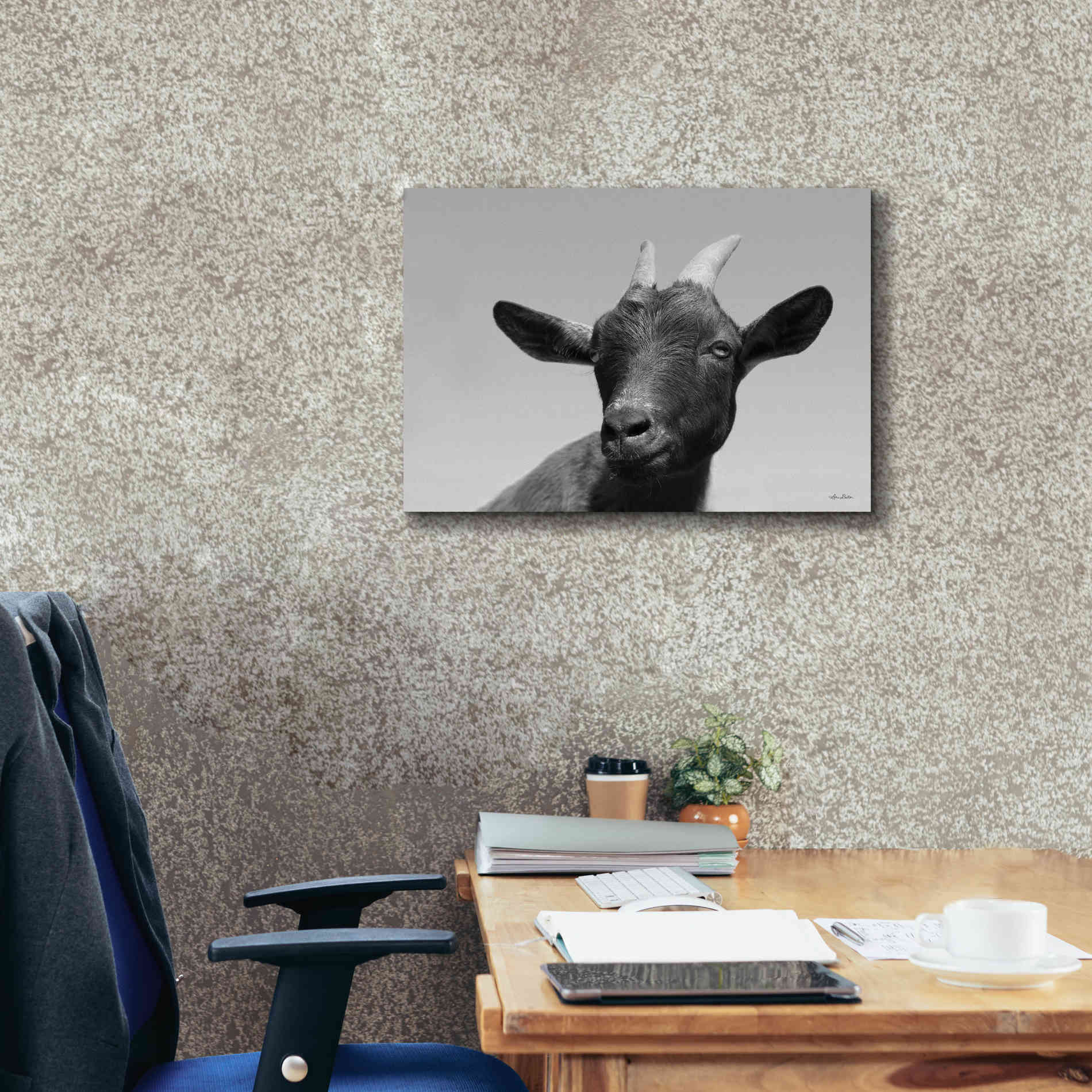 'Lake Tobias Goat I' by Lori Deiter, Canvas Wall Art,26 x 18