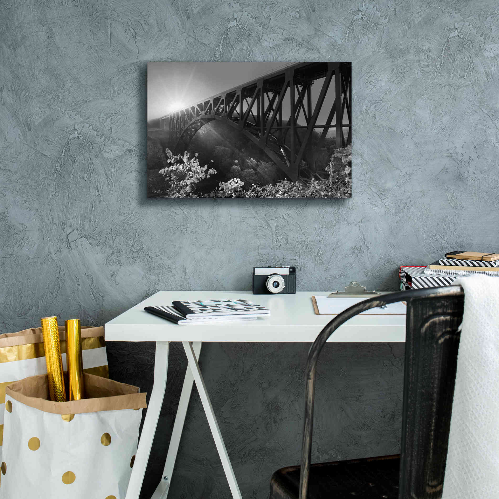 'Sunrise at Letchworth Black & White' by Lori Deiter, Canvas Wall Art,18 x 12