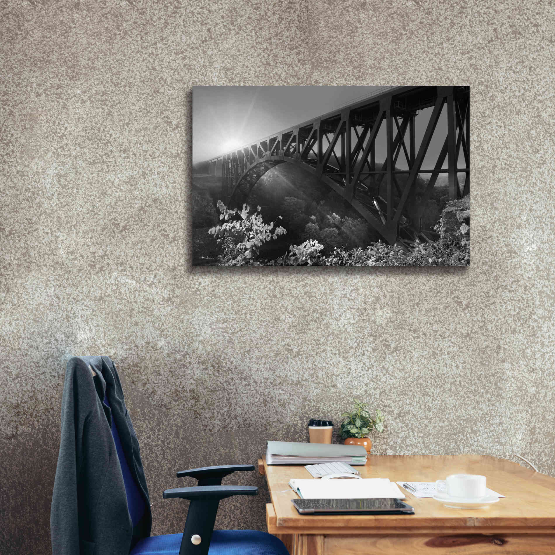 'Sunrise at Letchworth Black & White' by Lori Deiter, Canvas Wall Art,40 x 26
