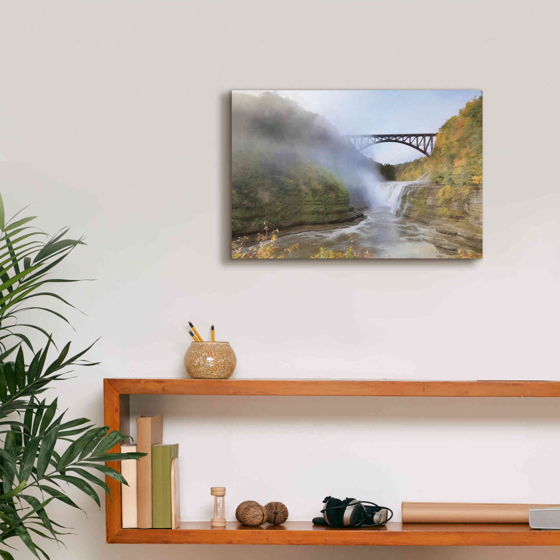 'Letchworth Upper Falls' by Lori Deiter, Canvas Wall Art,18 x 12