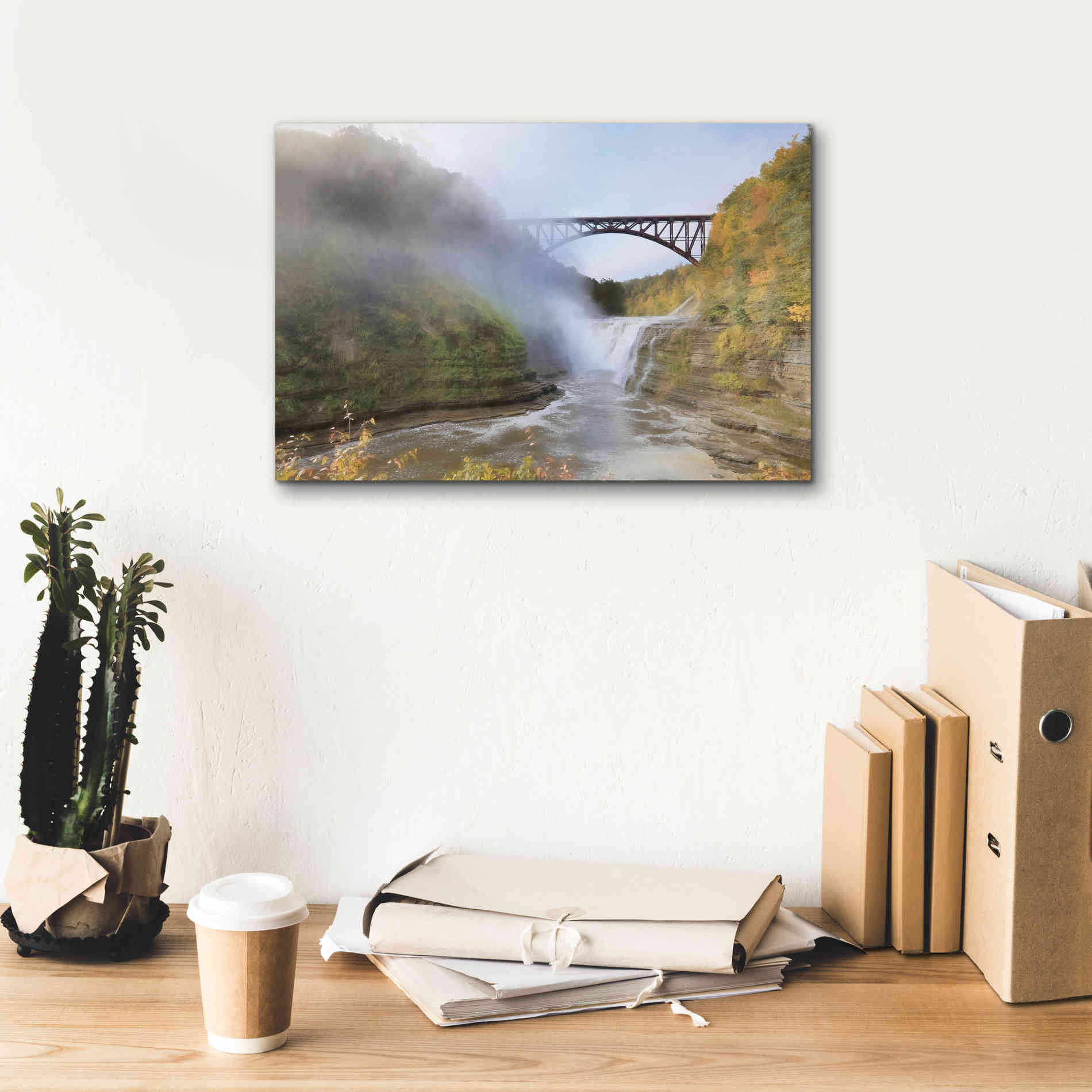 'Letchworth Upper Falls' by Lori Deiter, Canvas Wall Art,18 x 12