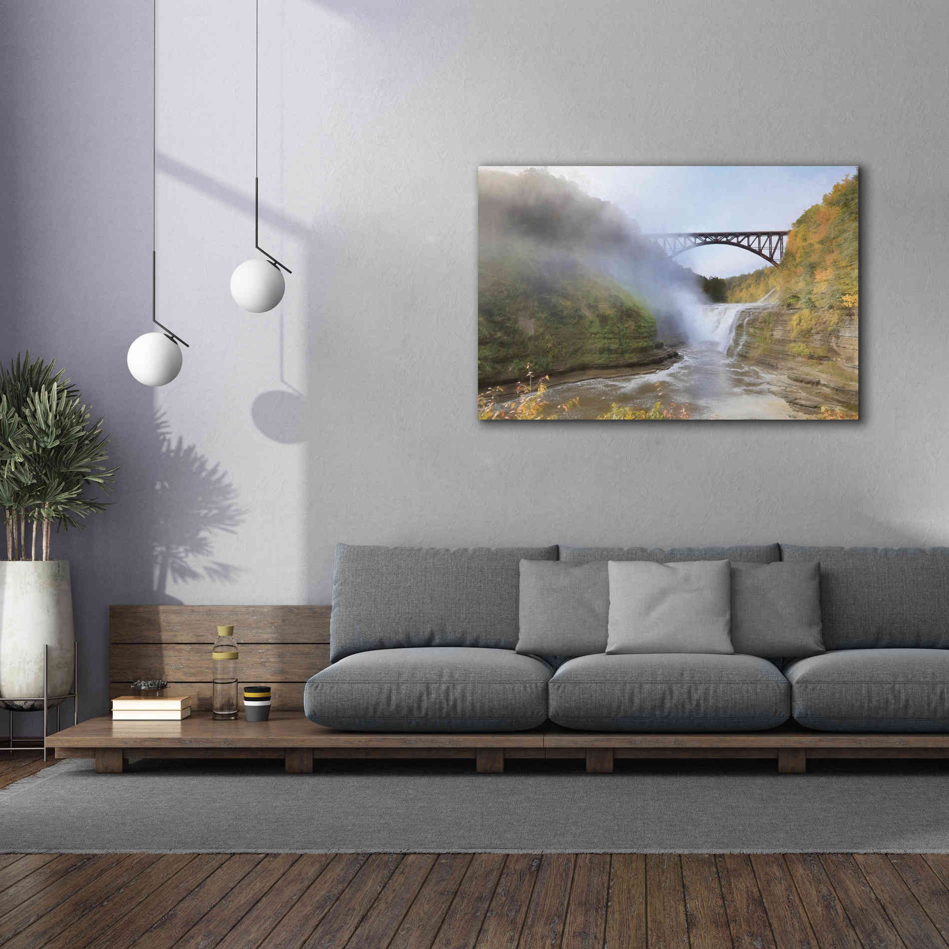 'Letchworth Upper Falls' by Lori Deiter, Canvas Wall Art,60 x 40