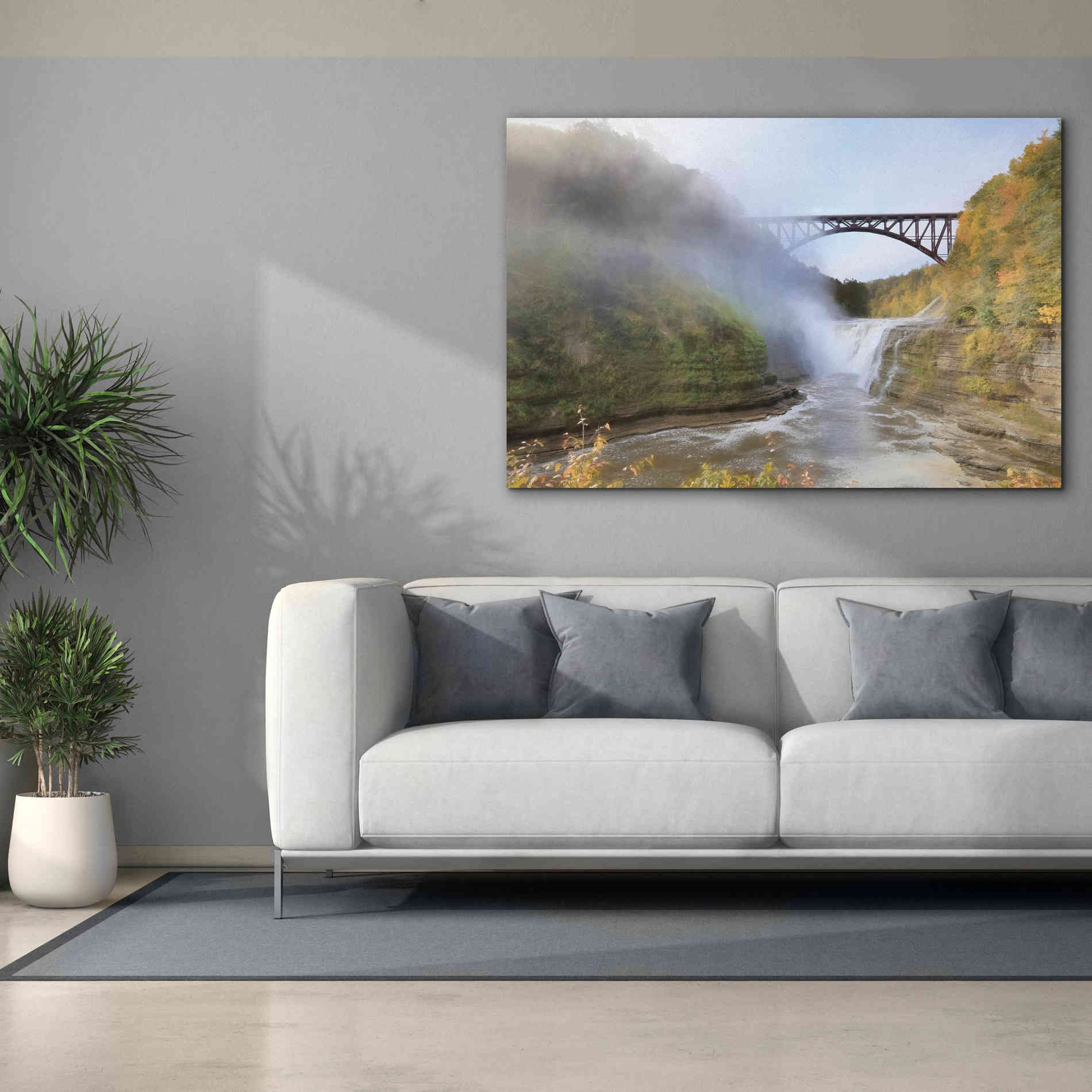 'Letchworth Upper Falls' by Lori Deiter, Canvas Wall Art,60 x 40