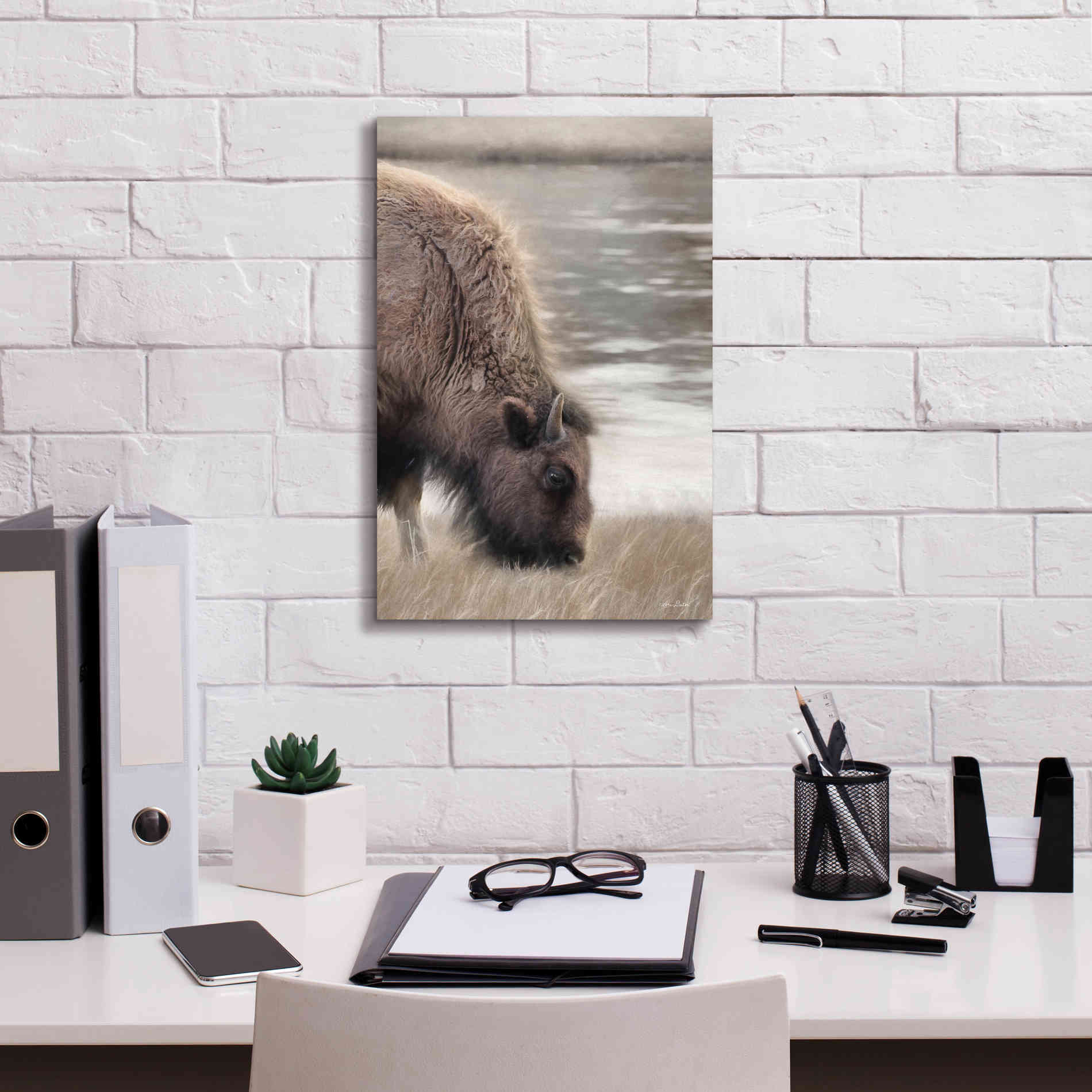 'Yellowstone Buffalo' by Lori Deiter, Canvas Wall Art,12 x 18