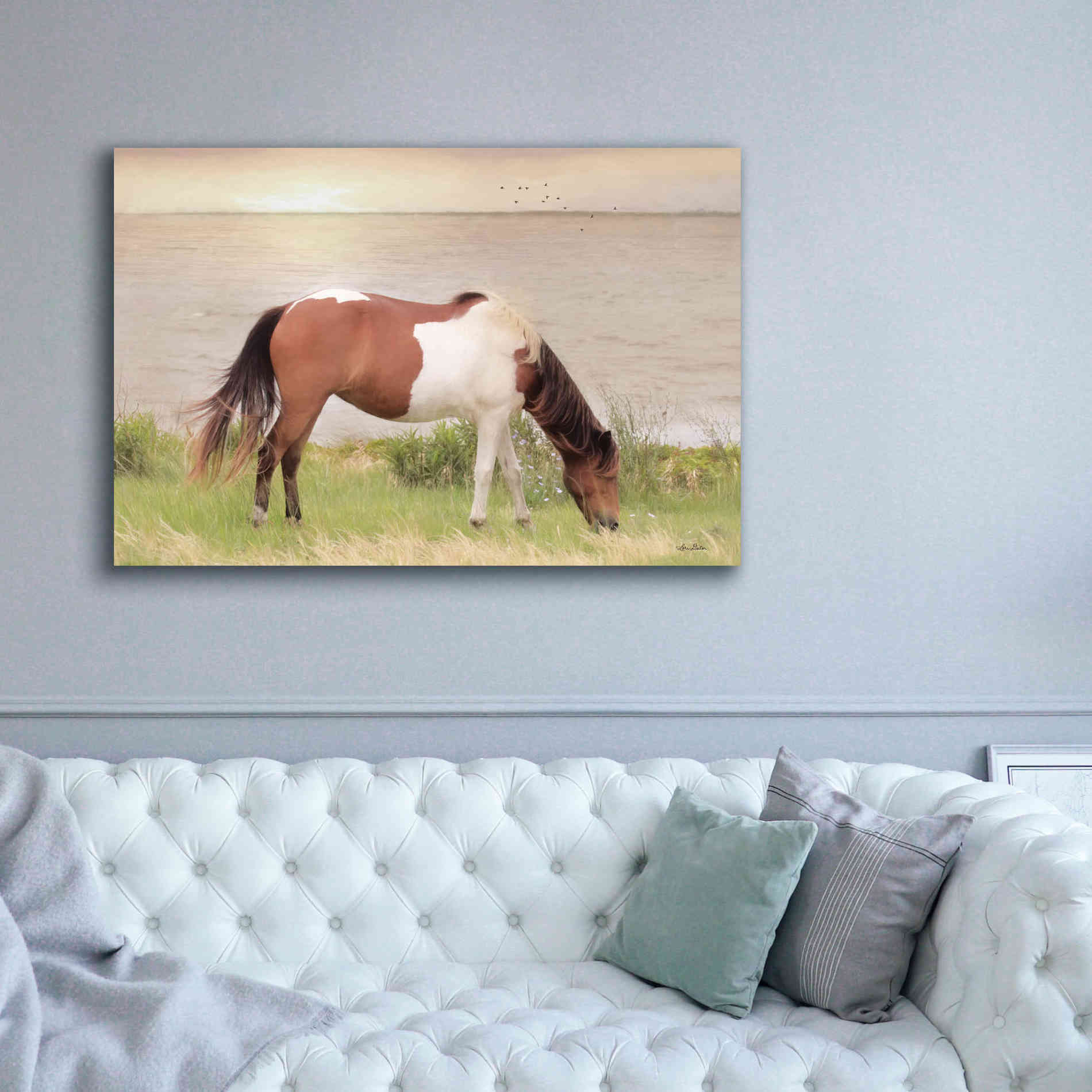 'Grazing on Assateague Island' by Lori Deiter, Canvas Wall Art,60 x 40