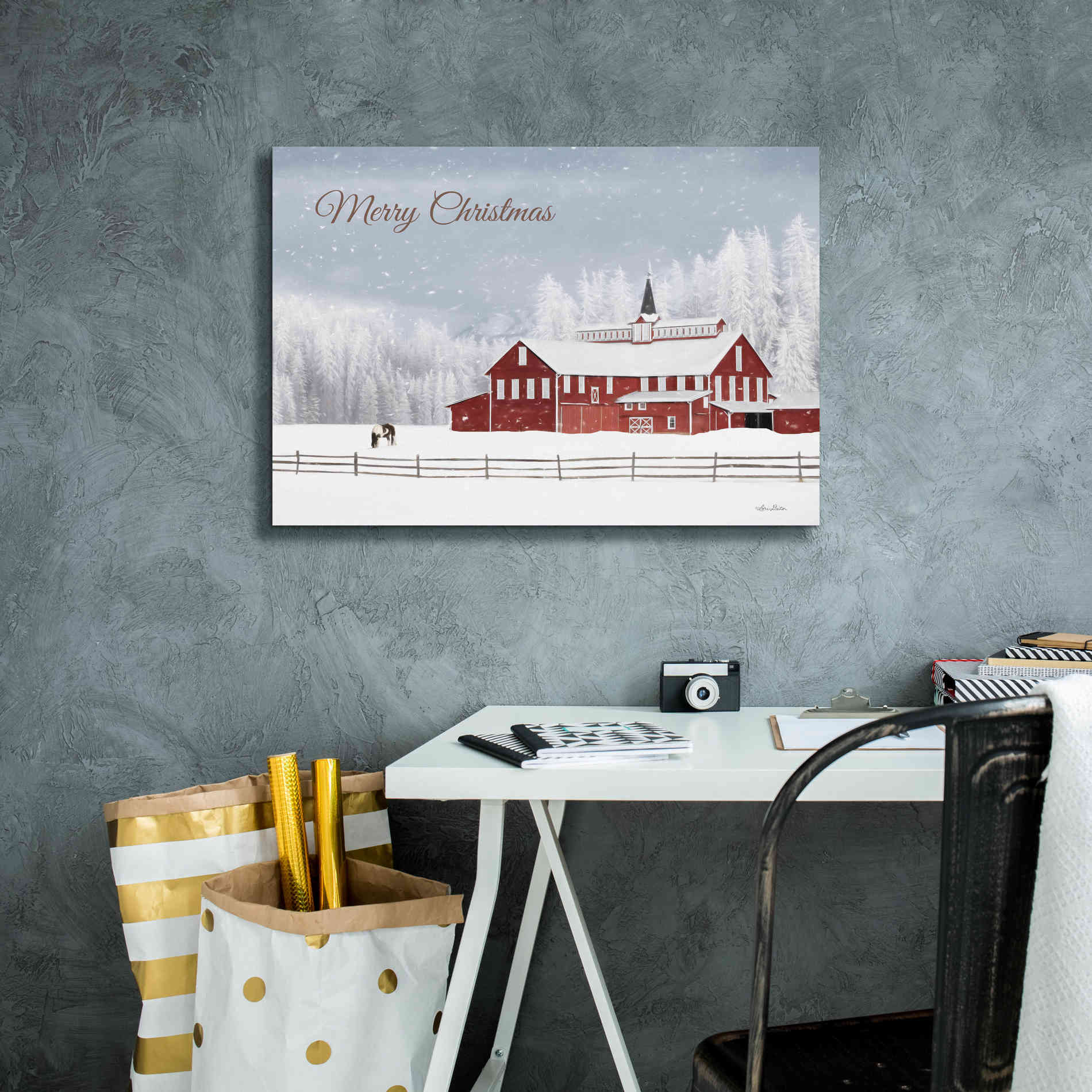 'Lava Mt. Horse Farm' by Lori Deiter, Canvas Wall Art,26 x 18