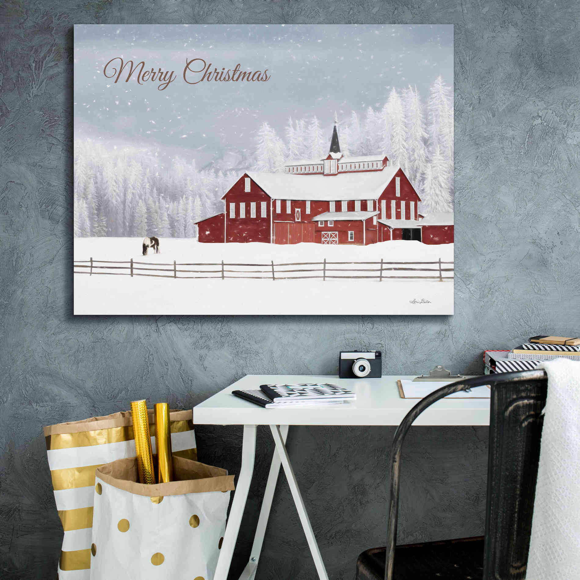 'Lava Mt. Horse Farm' by Lori Deiter, Canvas Wall Art,34 x 26